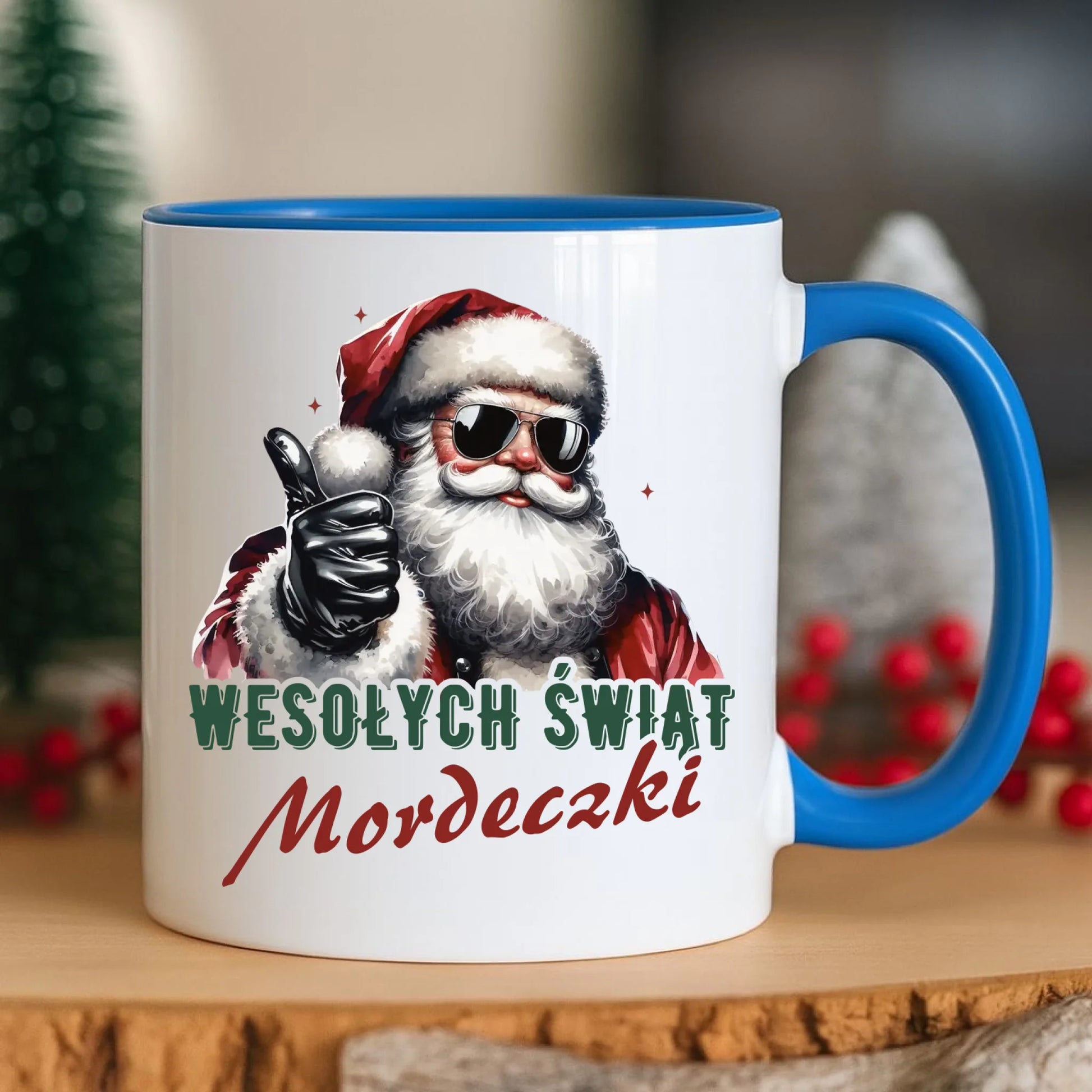 Kubek świąteczny - Mikołaj Wesołych Świąt mordeczki BN65 - StoryCups.pl