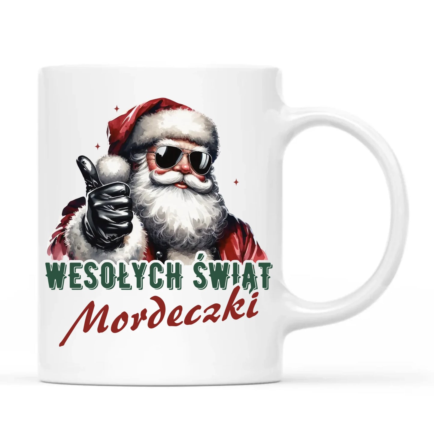 Kubek świąteczny - Mikołaj Wesołych Świąt mordeczki BN65 - StoryCups.pl