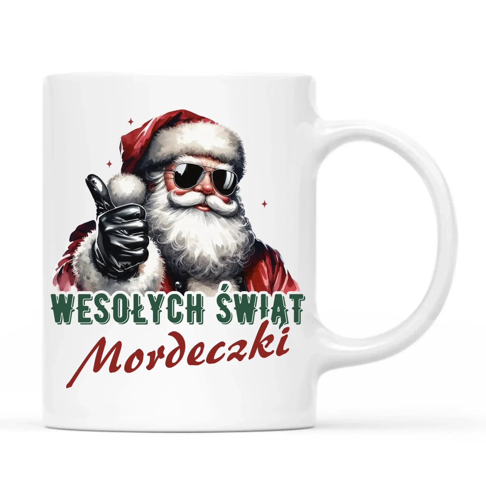 Kubek świąteczny - Mikołaj Wesołych Świąt mordeczki BN65 - StoryCups.pl