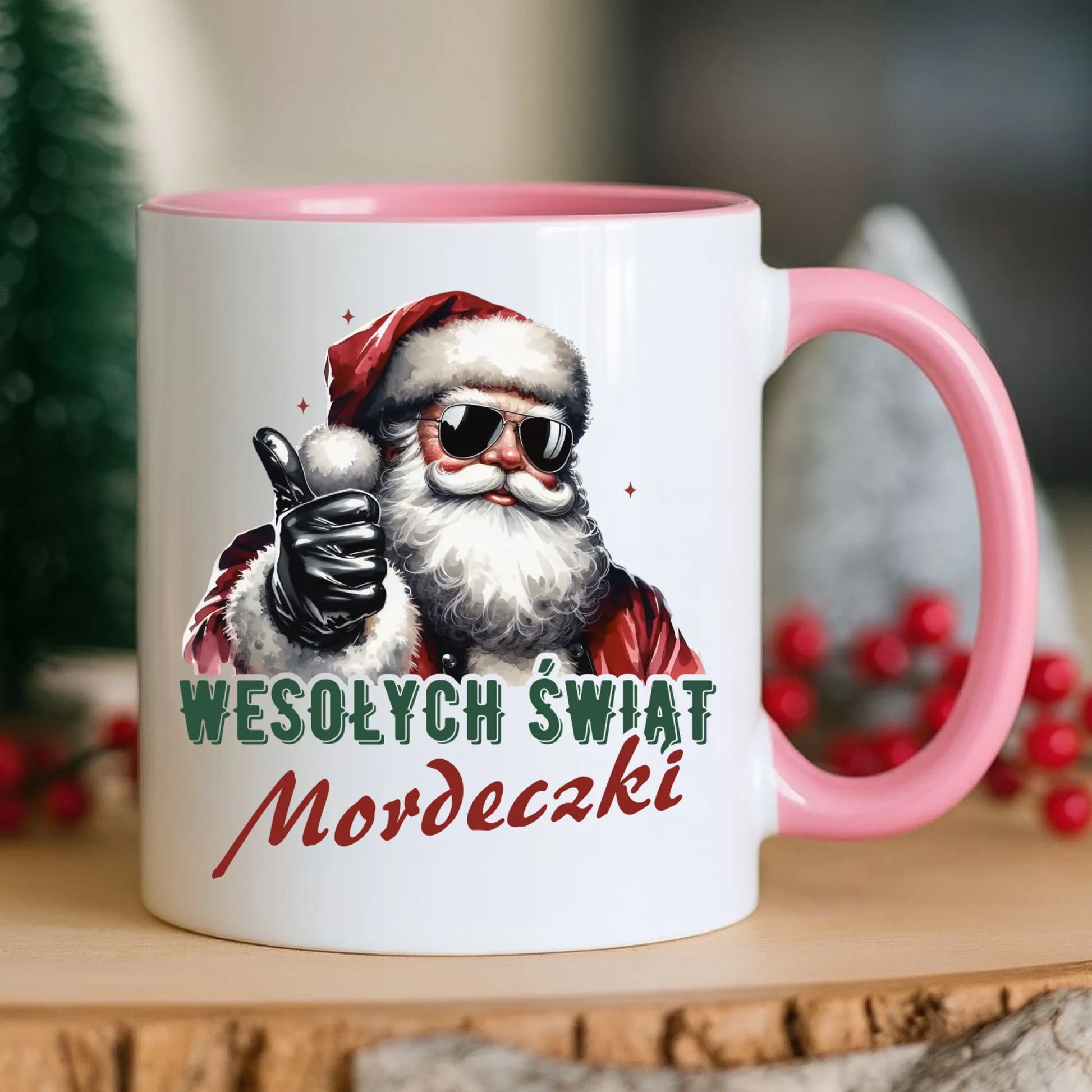 Kubek świąteczny - Mikołaj Wesołych Świąt mordeczki BN65 - StoryCups.pl