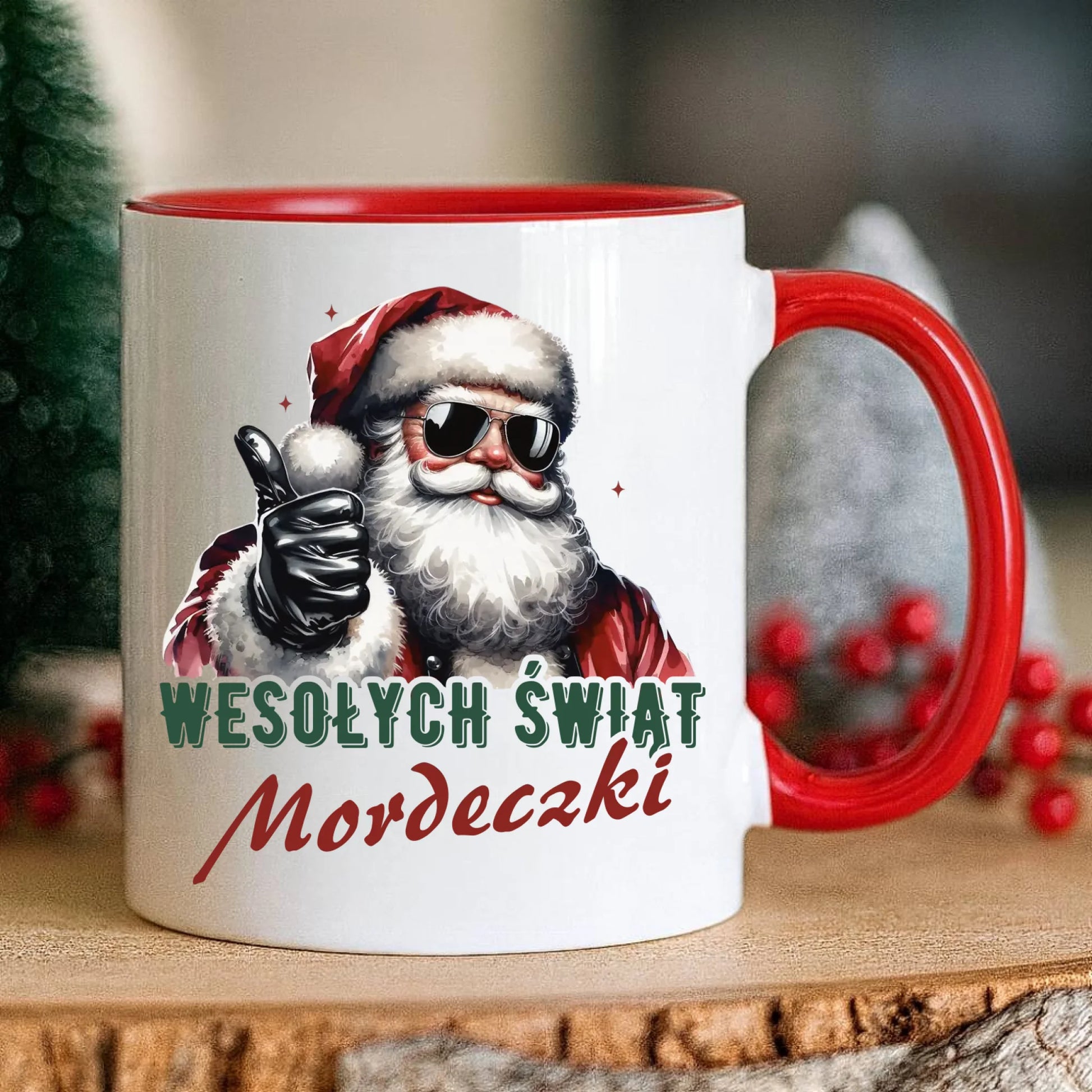 Kubek świąteczny - Mikołaj Wesołych Świąt mordeczki BN65 - StoryCups.pl
