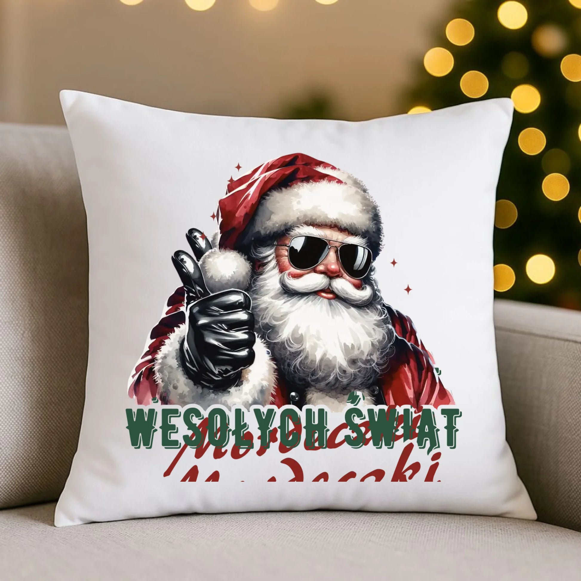 Poduszka świąteczna - Mikołaj Wesołych Świąt mordeczki BN65 - StoryCups.pl