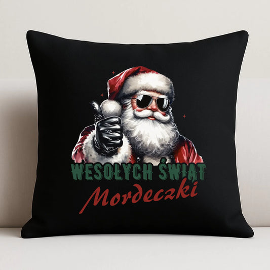 Poduszka dekoracyjna świąteczna - Mikołaj Wesołych Świąt mordeczki BN65 - StoryCups.pl