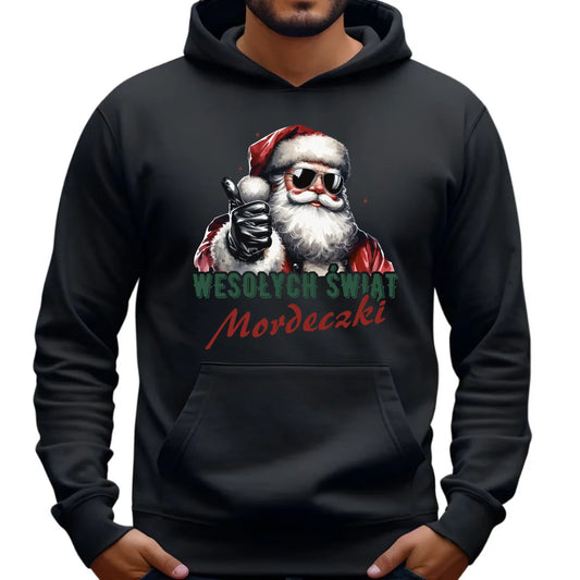 Bluza męska z kapturem świąteczna - Mikołaj Wesołych Świąt mordeczki BN65 - StoryCups.pl