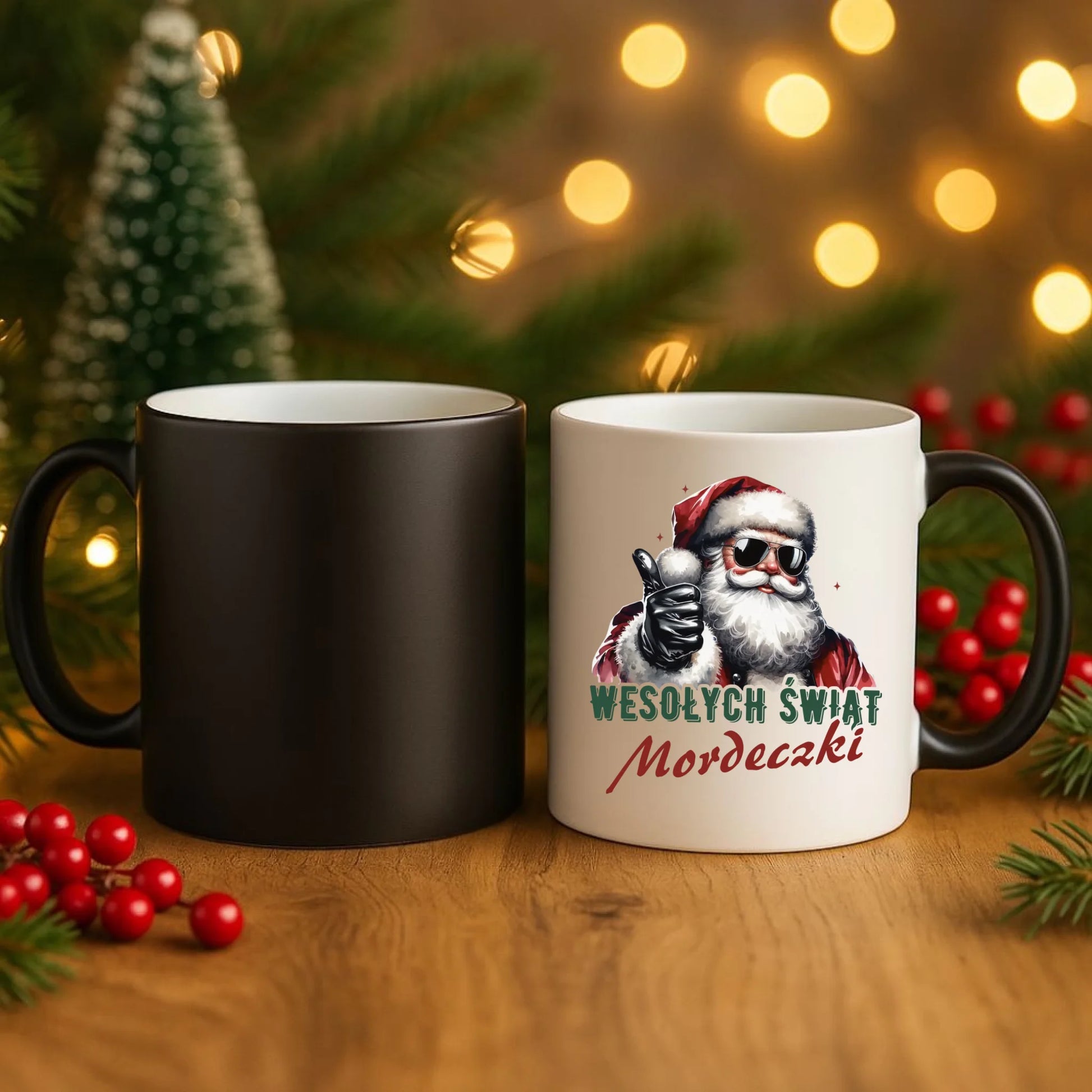 Kubek magiczny świąteczny - Mikołaj Wesołych Świąt mordeczki BN65 - StoryCups.pl