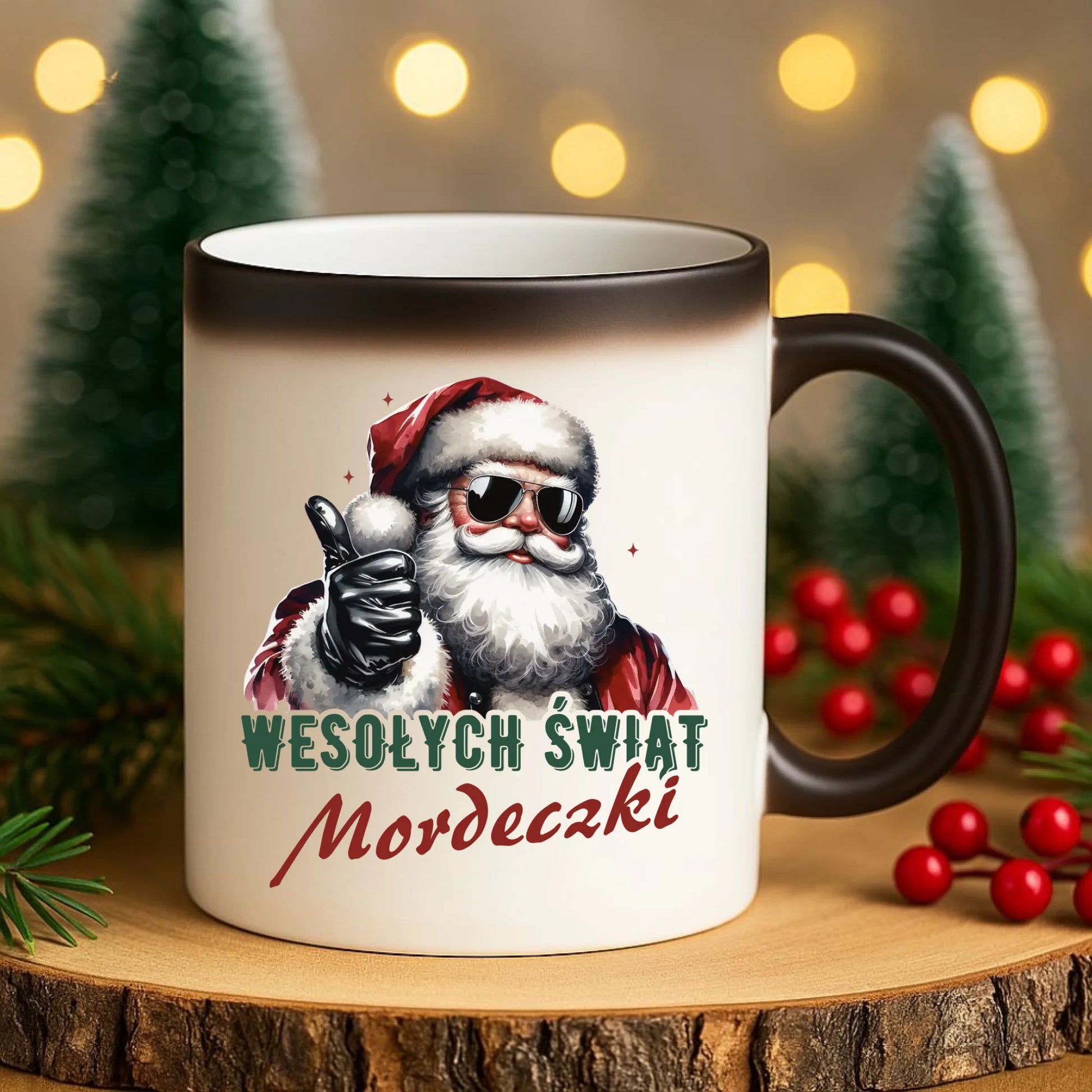 Kubek magiczny świąteczny - Mikołaj Wesołych Świąt mordeczki BN65 - StoryCups.pl