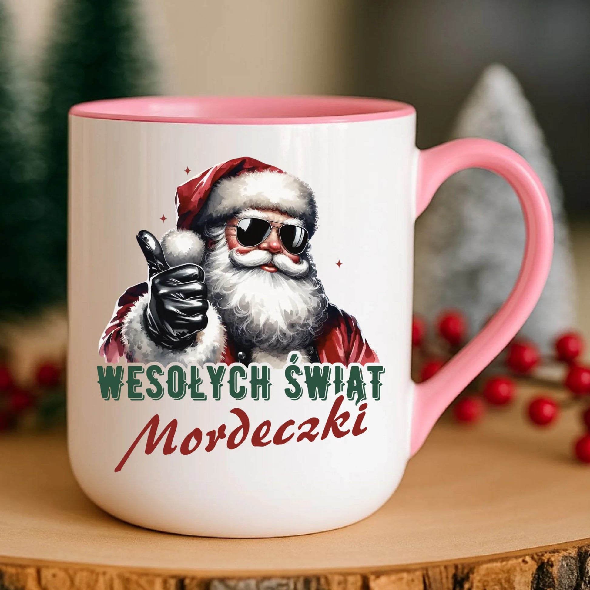 Kubek elegant świąteczny - Mikołaj Wesołych Świąt mordeczki BN65 - StoryCups.pl