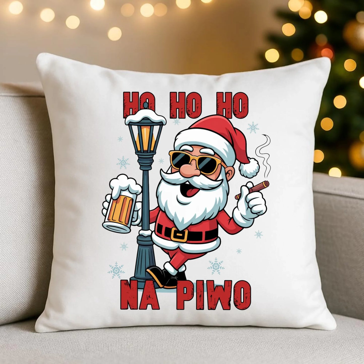 Poduszka świąteczna - Mikołaj Ho ho ho na piwo BN64 - StoryCups.pl