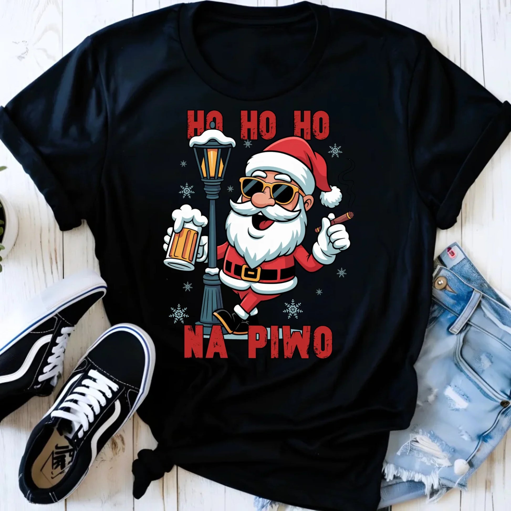 Koszulka damska świąteczna - Mikołaj Ho ho ho na piwo BN64 - StoryCups.pl