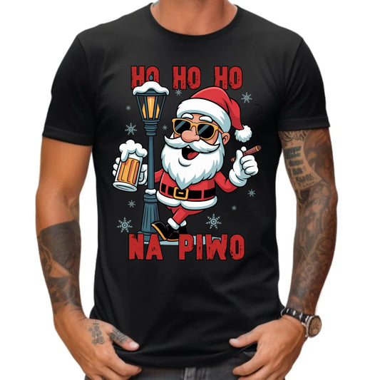 Koszulka męska świąteczna - Mikołaj Ho ho ho na piwo BN64 - StoryCups.pl