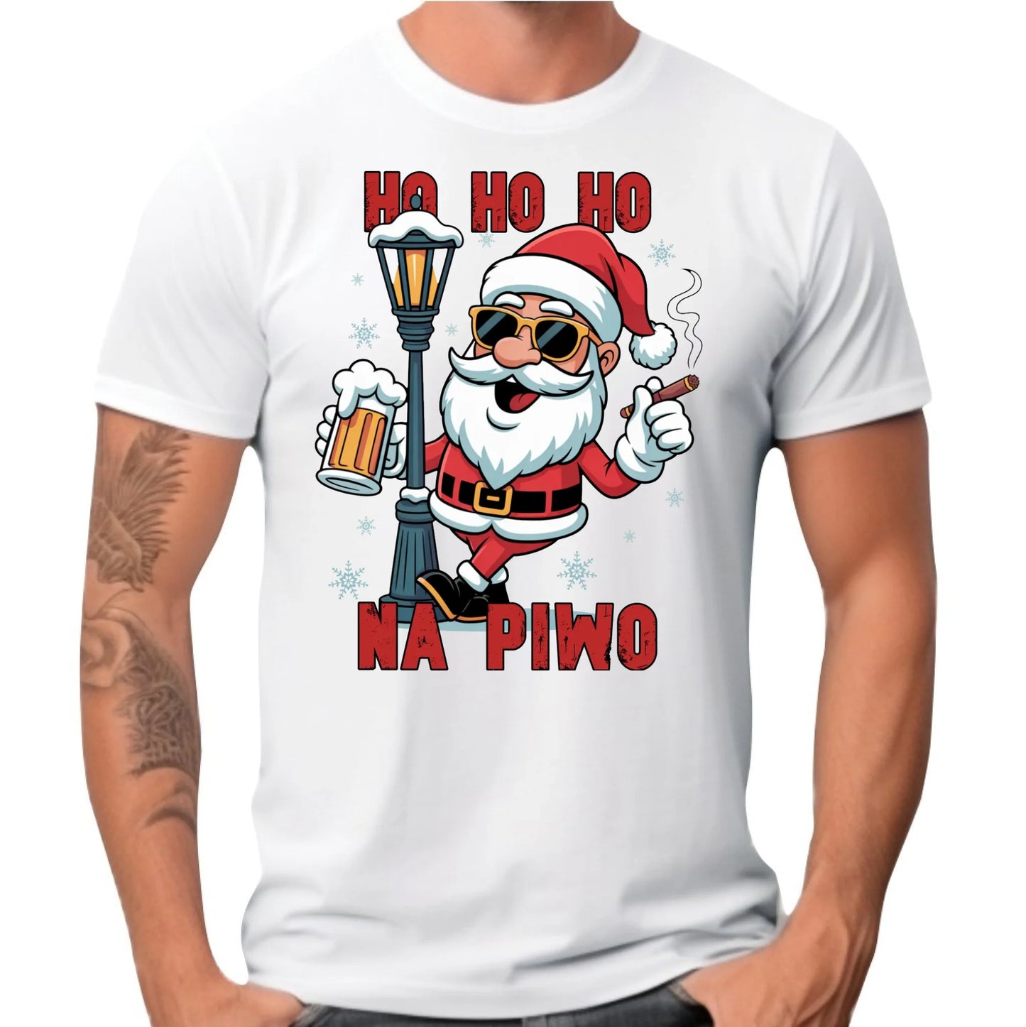 Koszulka męska świąteczna - Mikołaj Ho ho ho na piwo BN64 - StoryCups.pl