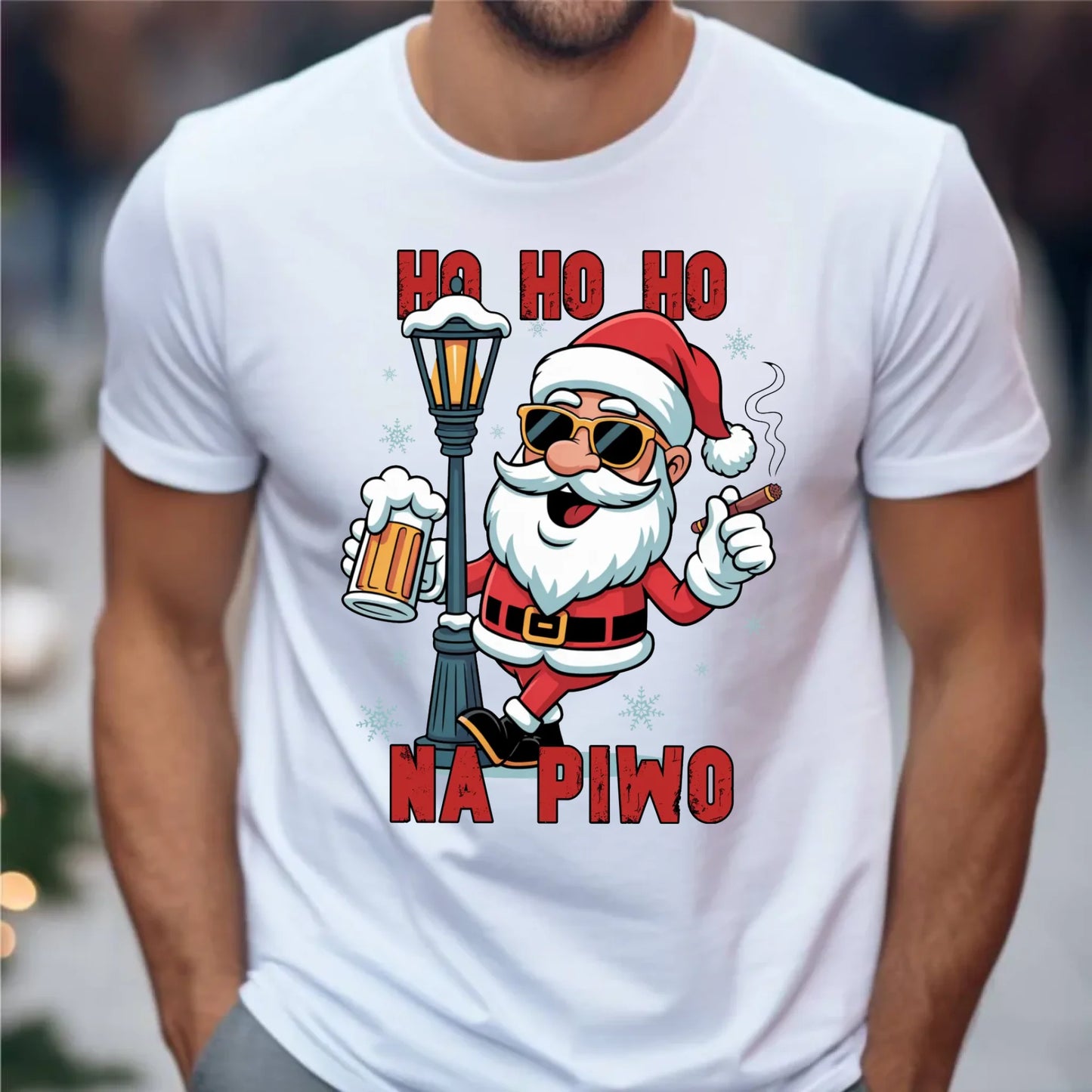 Koszulka męska świąteczna - Mikołaj Ho ho ho na piwo BN64 - StoryCups.pl