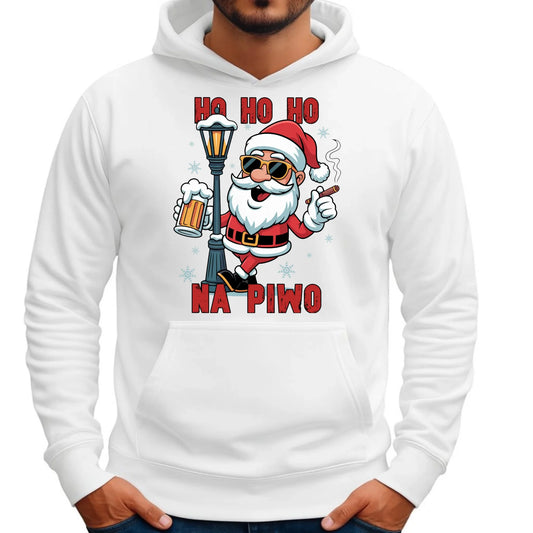 Bluza męska z kapturem świąteczna - Mikołaj Ho ho ho na piwo BN64 - StoryCups.pl