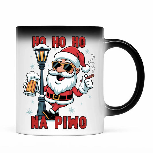 Kubek magiczny świąteczny - Mikołaj Ho ho ho na piwo BN64 - StoryCups.pl