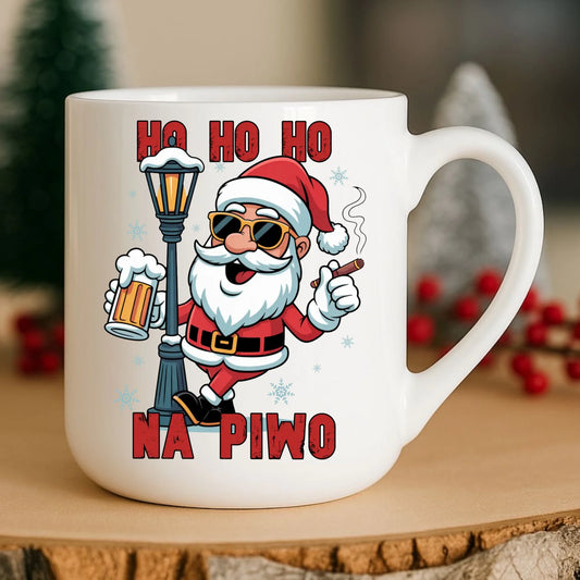 Kubek elegant świąteczny - Mikołaj Ho ho ho na piwo BN64 - StoryCups.pl