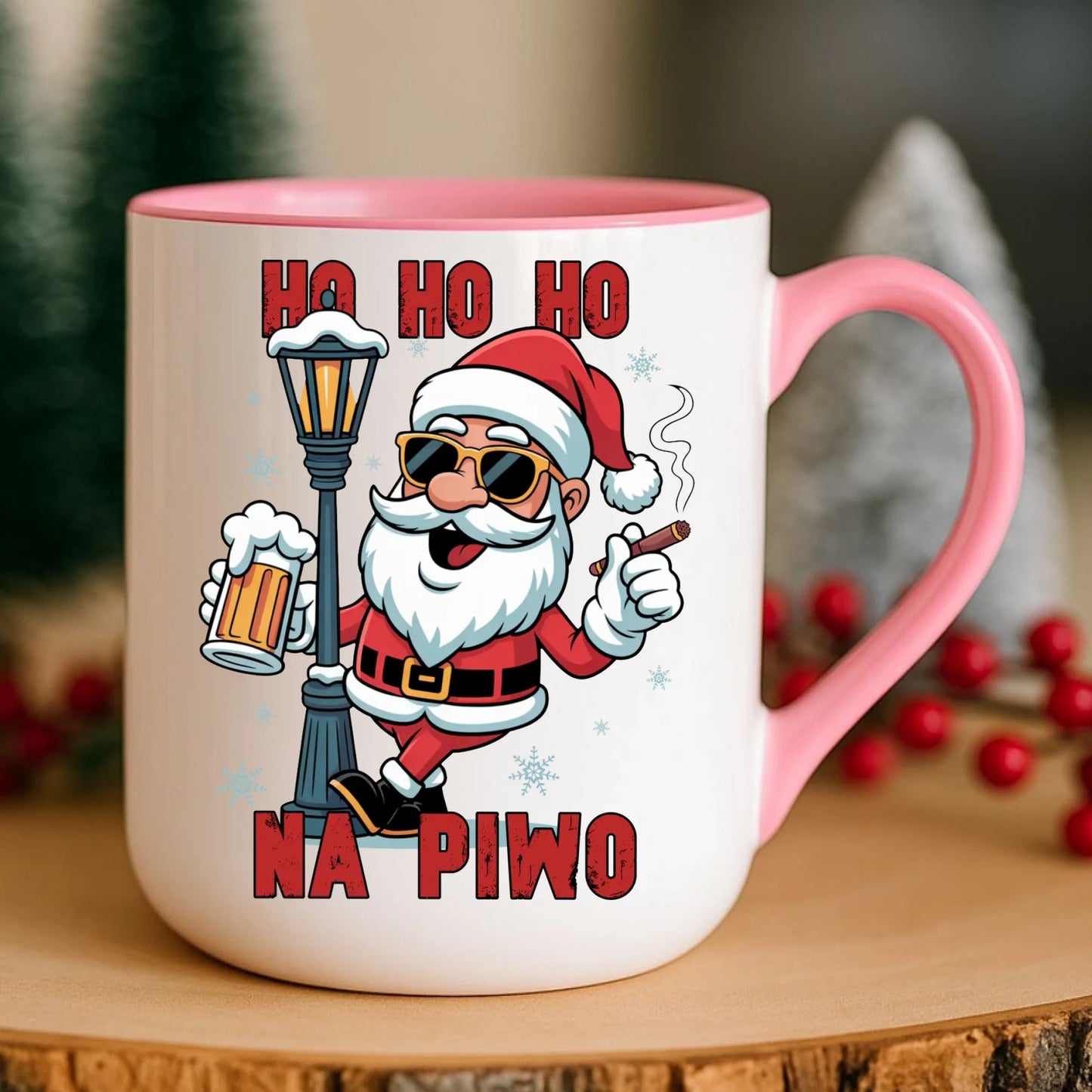 Kubek elegant świąteczny - Mikołaj Ho ho ho na piwo BN64 - StoryCups.pl