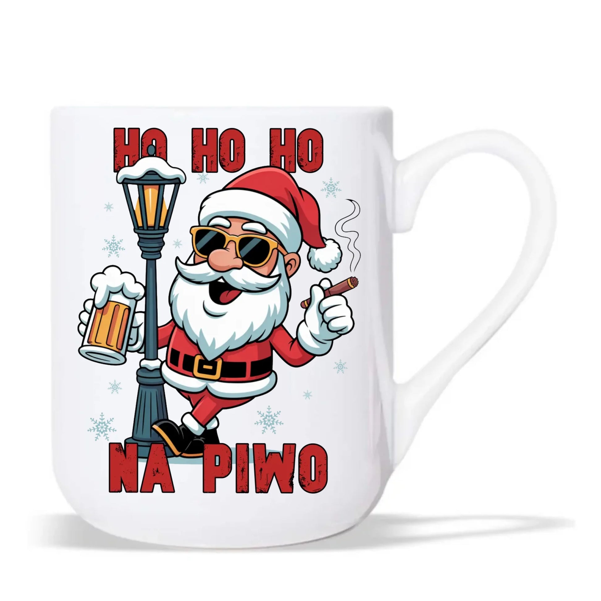 Kubek elegant świąteczny - Mikołaj Ho ho ho na piwo BN64 - StoryCups.pl