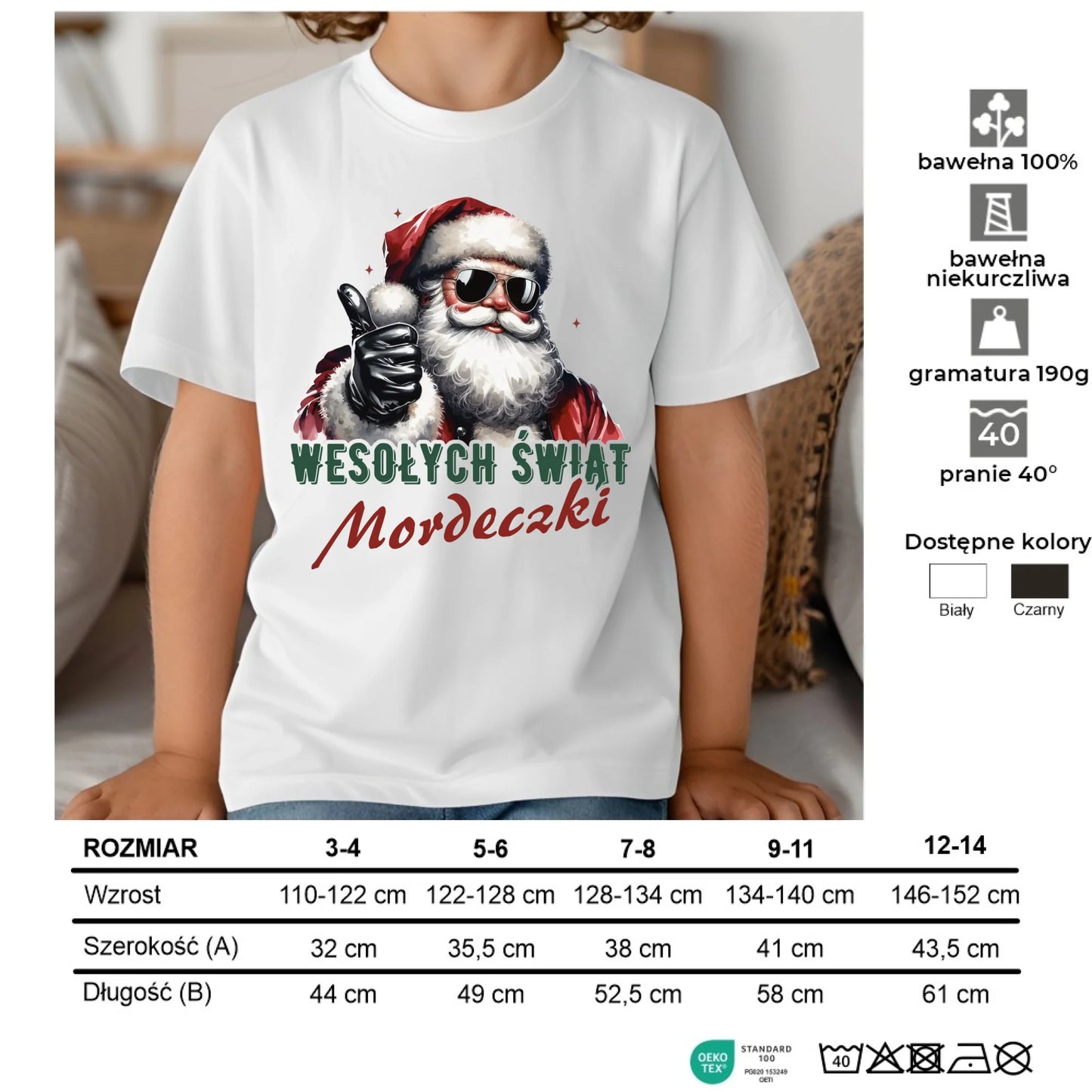 Koszulka dziecięca świąteczna - Mikołaj Wesołych Świąt mordeczki BN65