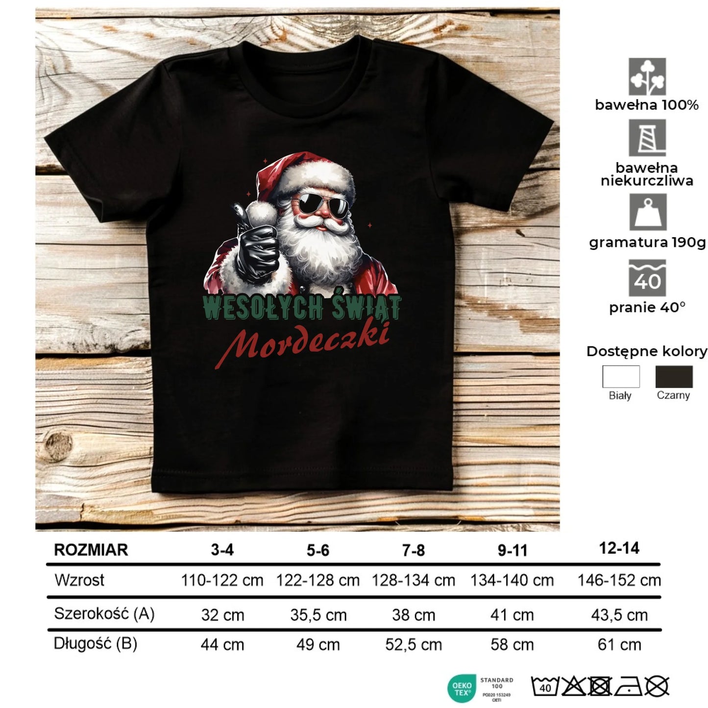 Koszulka dziecięca świąteczna - Mikołaj Wesołych Świąt mordeczki BN65