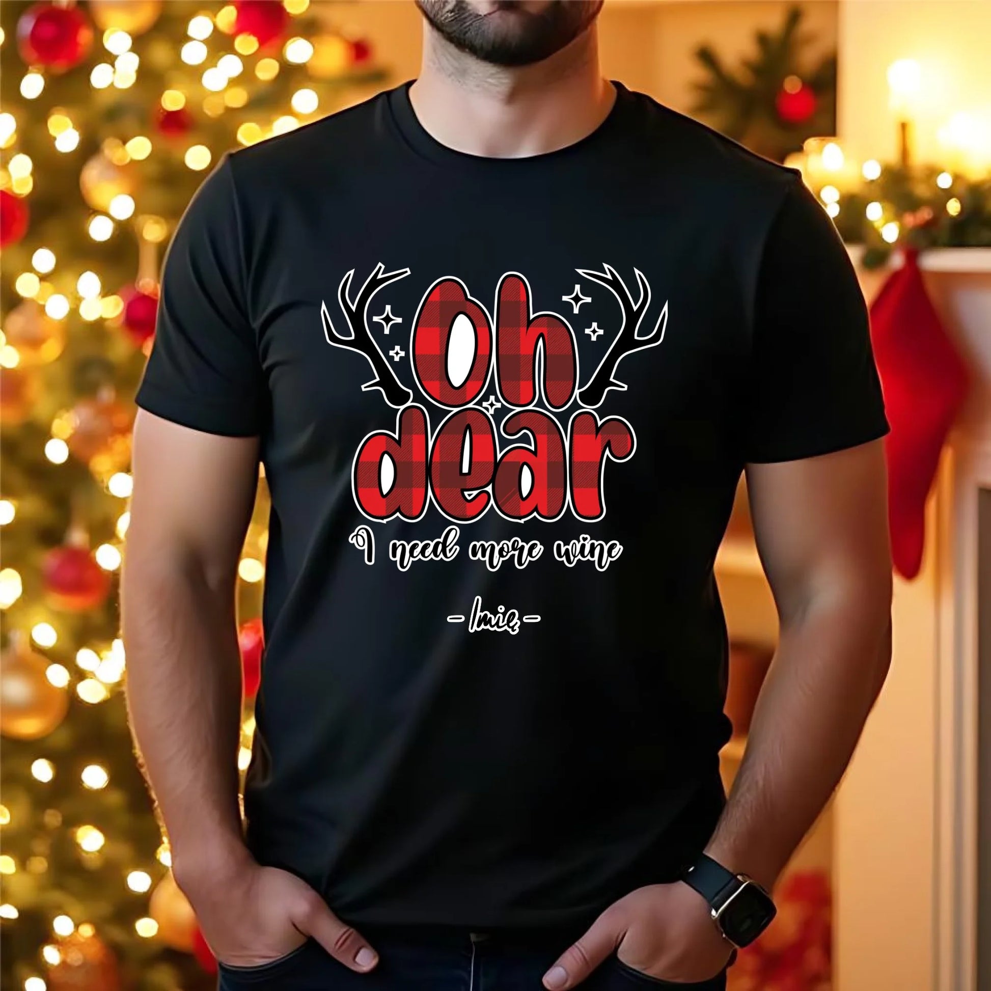 Koszulka męska świąteczna - Oh dear I need more wine - personalizowana BN63 - StoryCups.pl