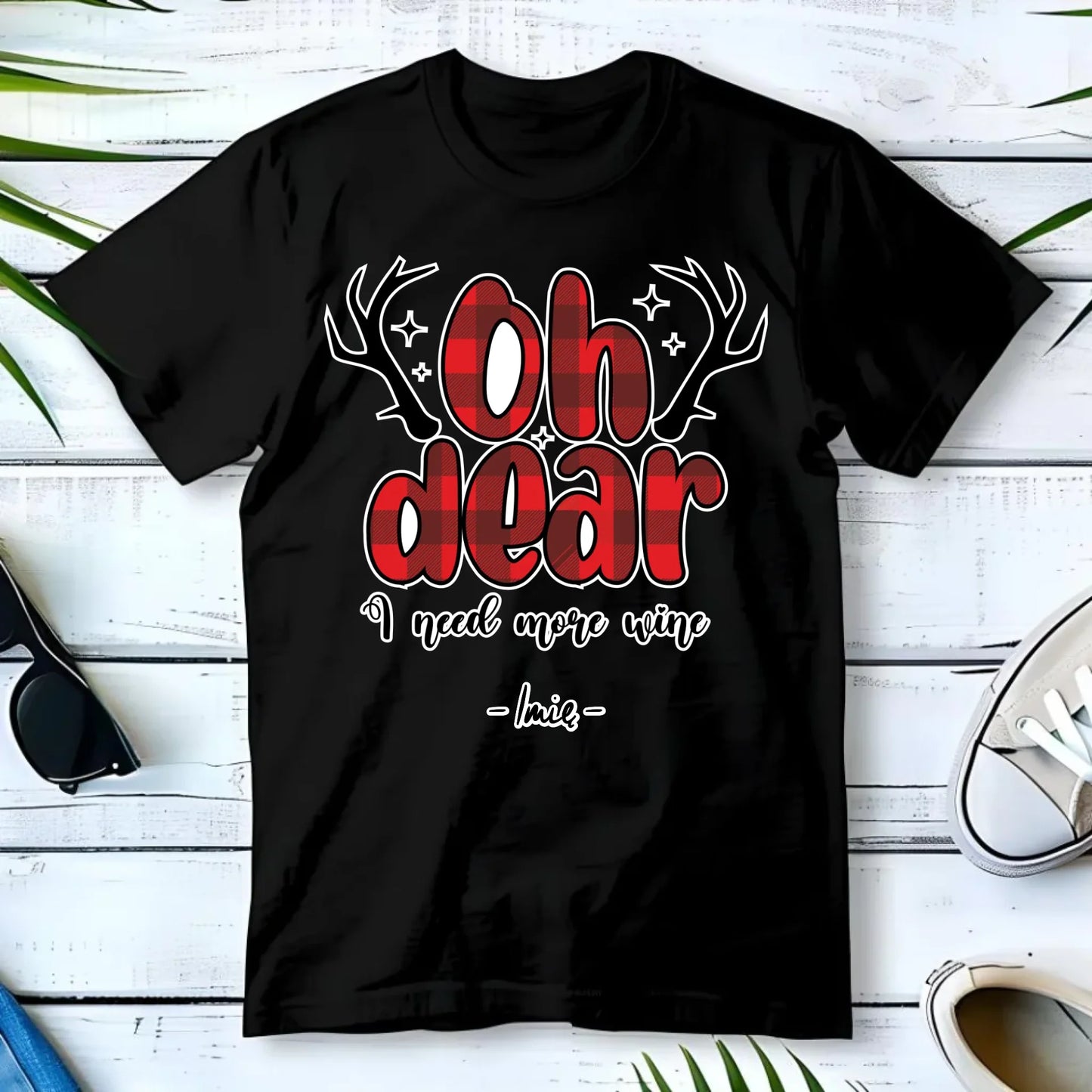 Koszulka męska świąteczna - Oh dear I need more wine - personalizowana BN63 - StoryCups.pl