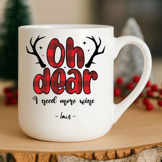 Kubek elegant świąteczny - Oh dear I need more wine - personalizowany BN63 - StoryCups.pl