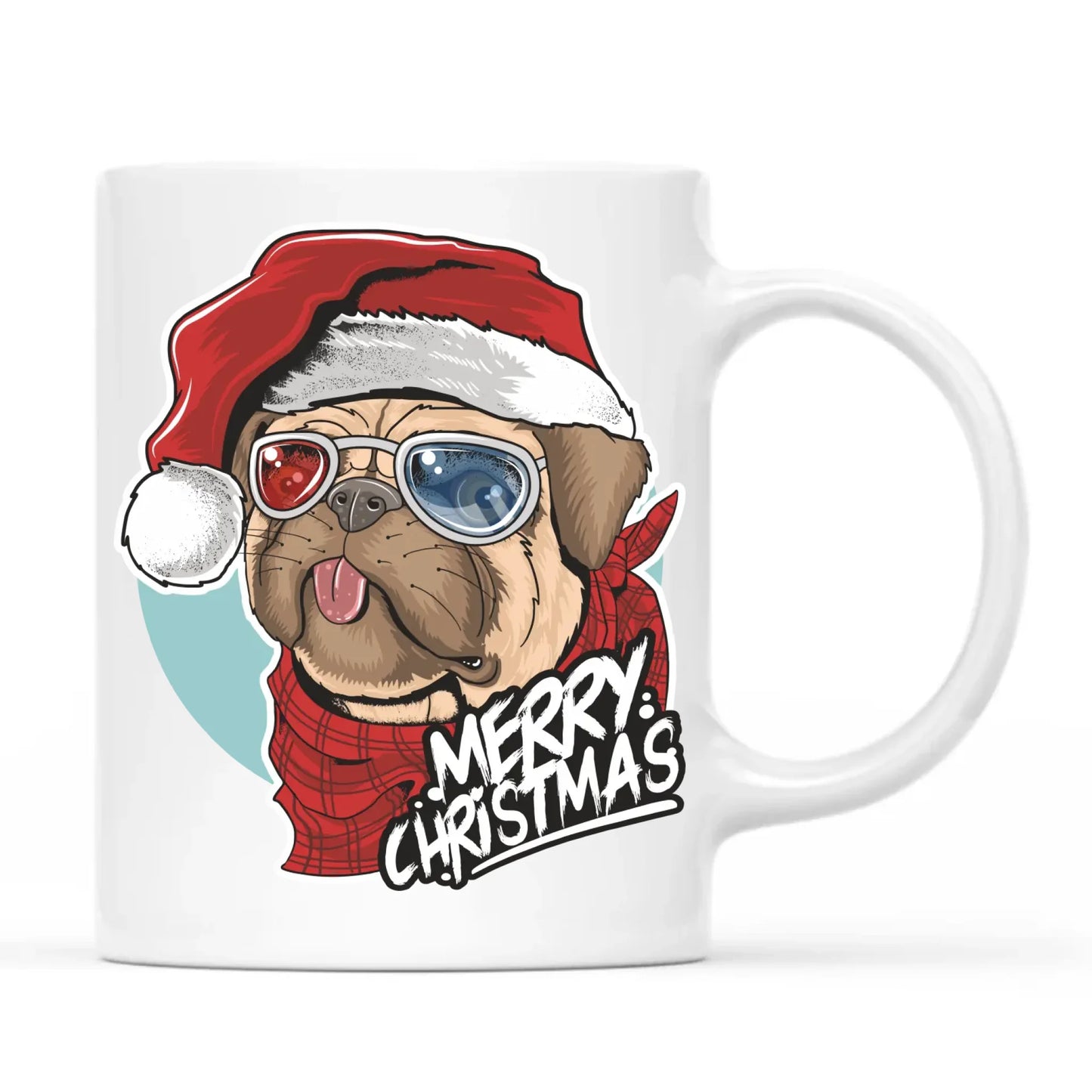 Kubek świąteczny - Mops Merry Christmas BN62 - StoryCups.pl