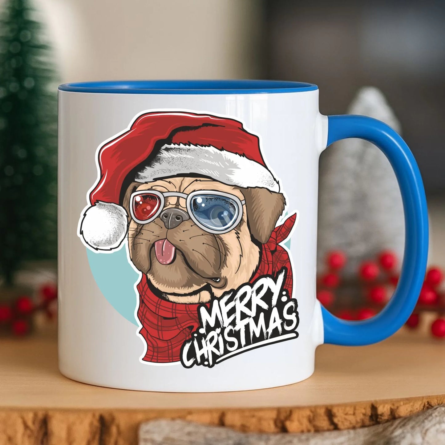 Kubek świąteczny - Mops Merry Christmas BN62 - StoryCups.pl
