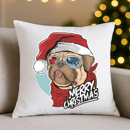 Poduszka świąteczna - Mops Merry Christmas BN62 - StoryCups.pl