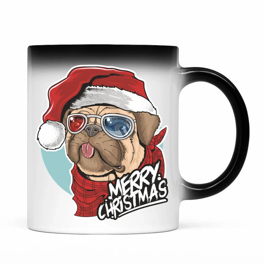 Kubek magiczny świąteczny - Mops Merry Christmas BN62 - StoryCups.pl