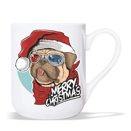 Kubek elegant świąteczny - Mops Merry Christmas BN62 - StoryCups.pl
