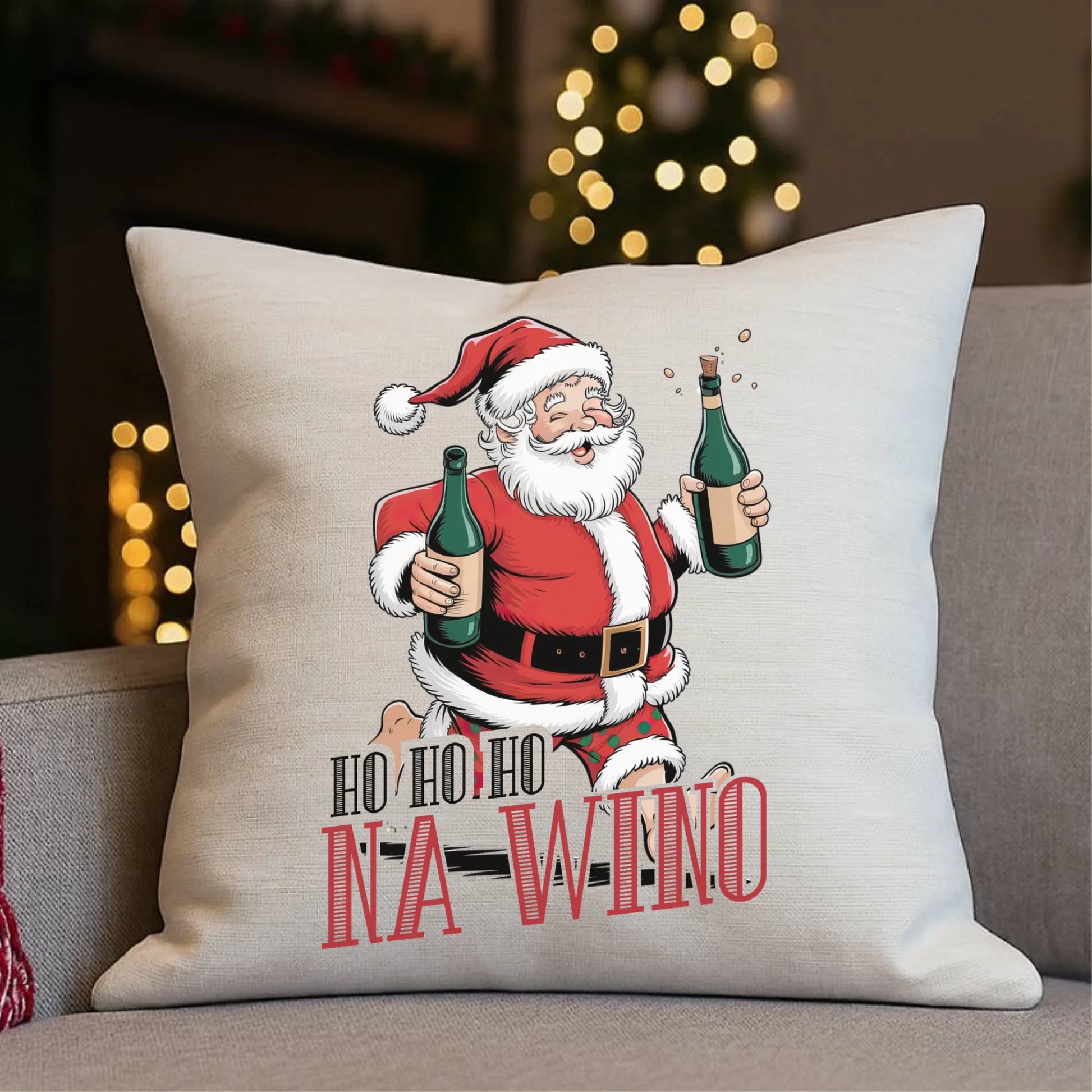 Poduszka świąteczna - Mikołaj Ho ho ho na wino BN61 - StoryCups.pl