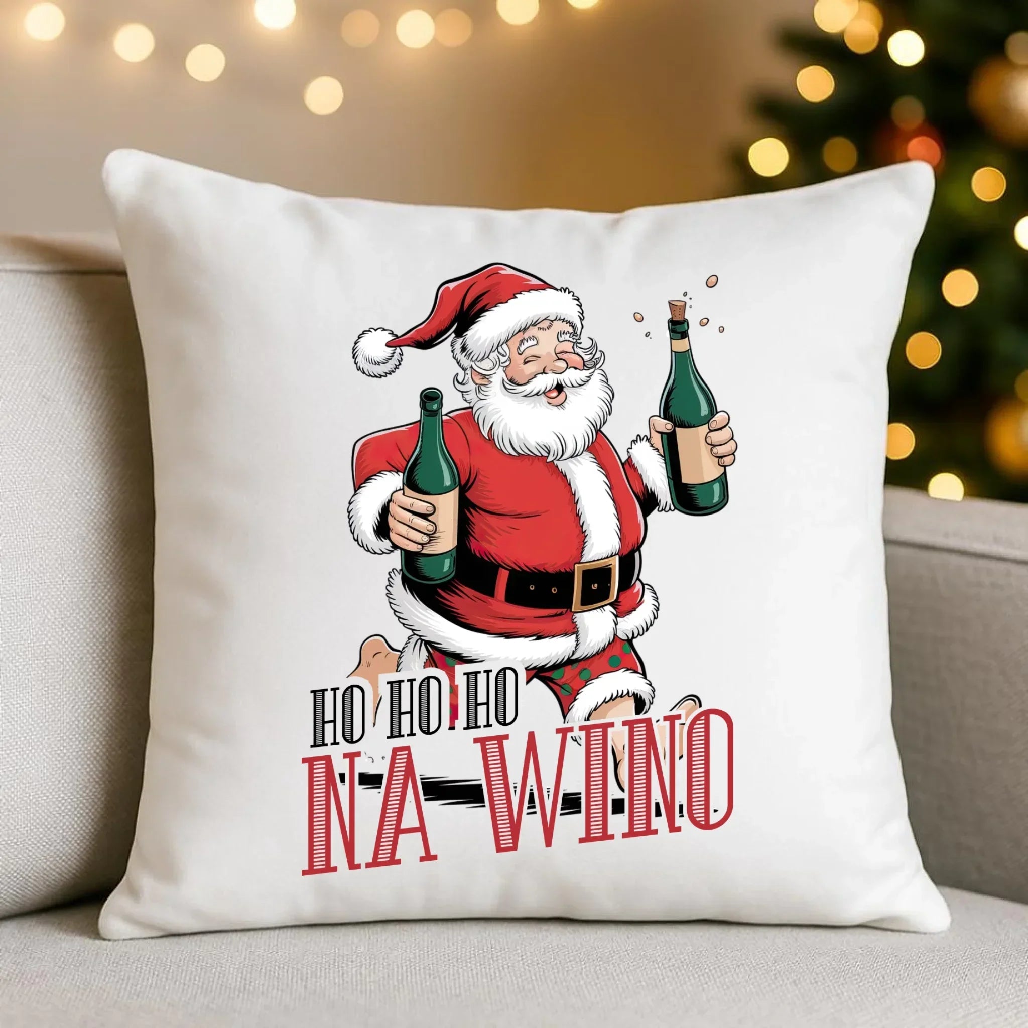 Poduszka świąteczna - Mikołaj Ho ho ho na wino BN61 - StoryCups.pl