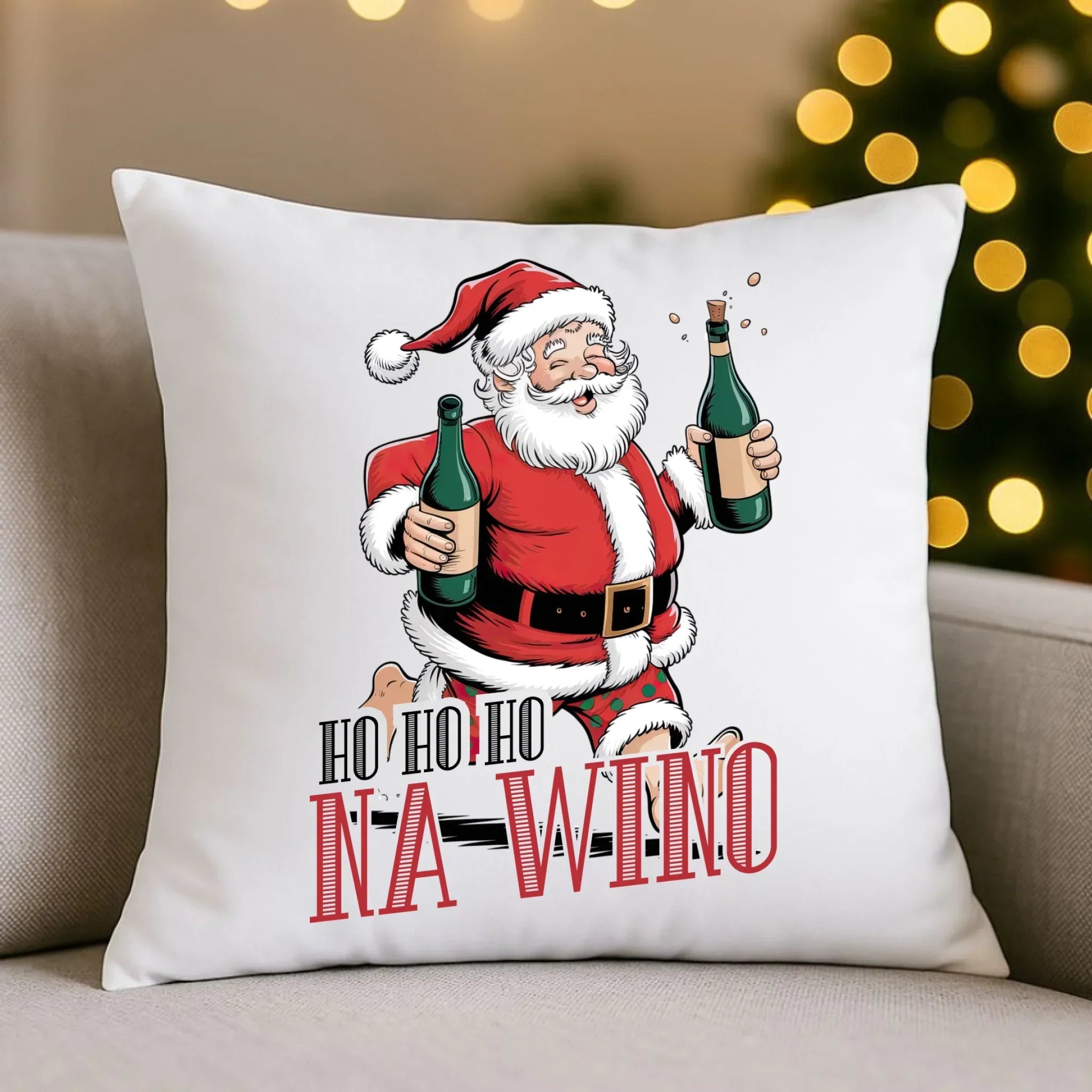 Poduszka świąteczna - Mikołaj Ho ho ho na wino BN61 - StoryCups.pl