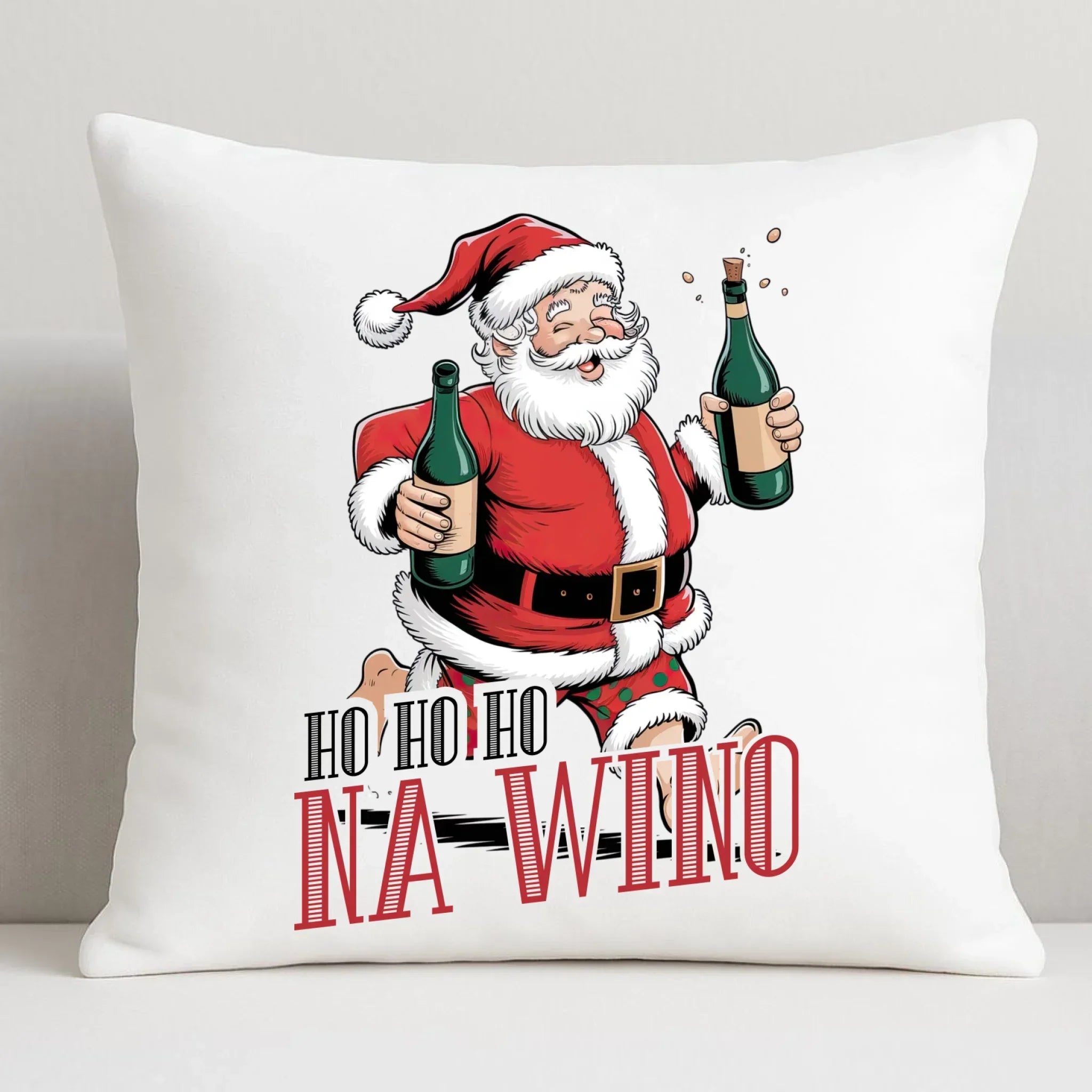 Poduszka świąteczna - Mikołaj Ho ho ho na wino BN61 - StoryCups.pl