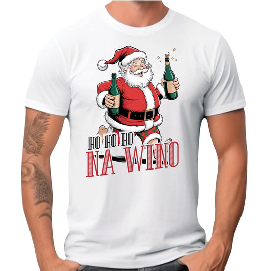 Koszulka męska świąteczna - Mikołaj Ho ho ho na wino BN61 - StoryCups.pl