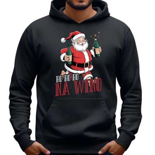 Bluza męska z kapturem świąteczna - Mikołaj Ho ho ho na wino BN61 - StoryCups.pl