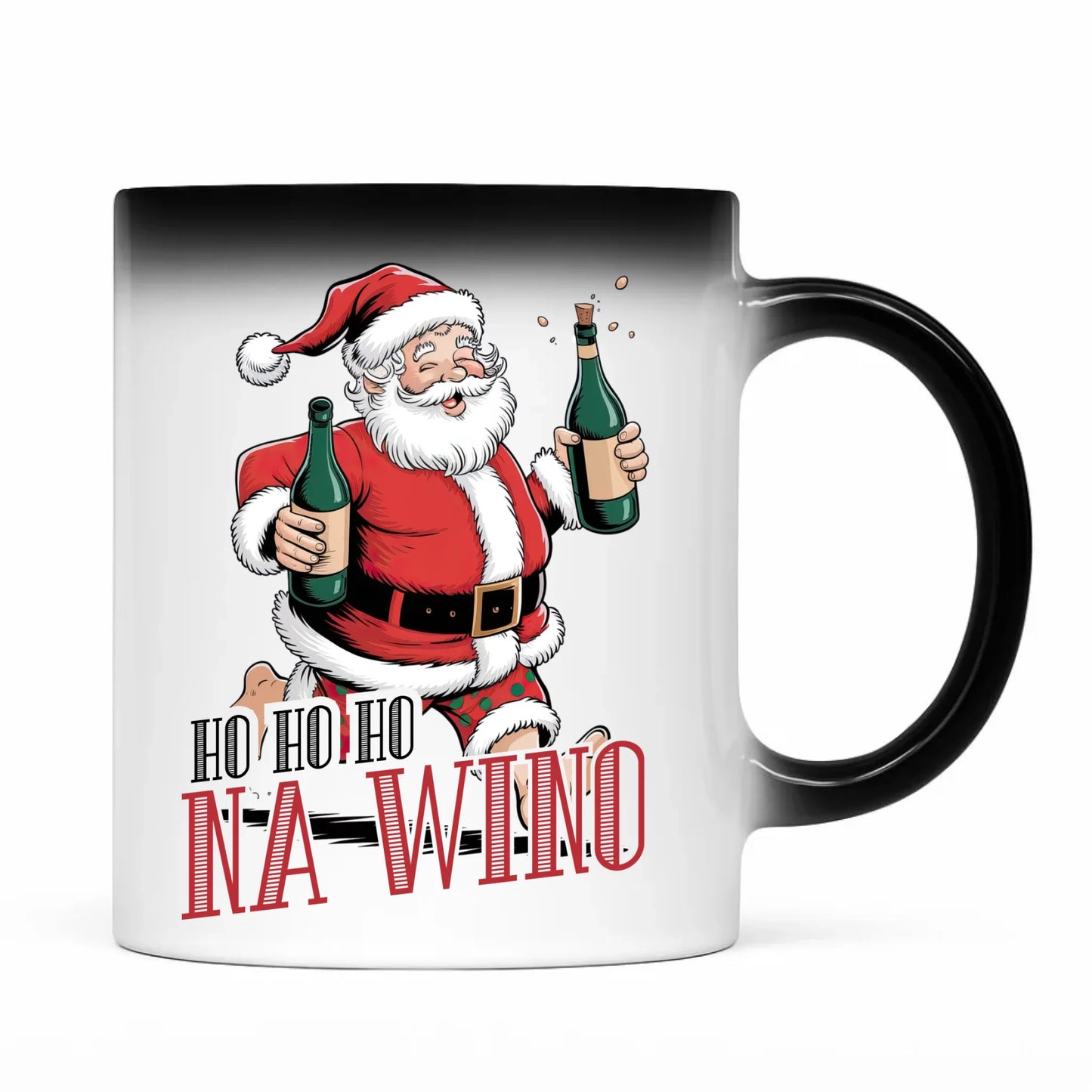 Kubek magiczny świąteczny - Mikołaj Ho ho ho na wino BN61 - StoryCups.pl