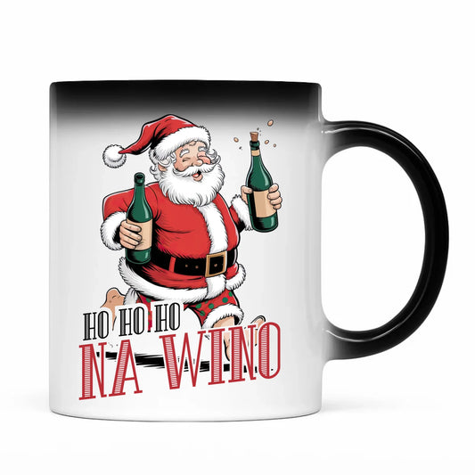 Kubek magiczny świąteczny - Mikołaj Ho ho ho na wino BN61 - StoryCups.pl