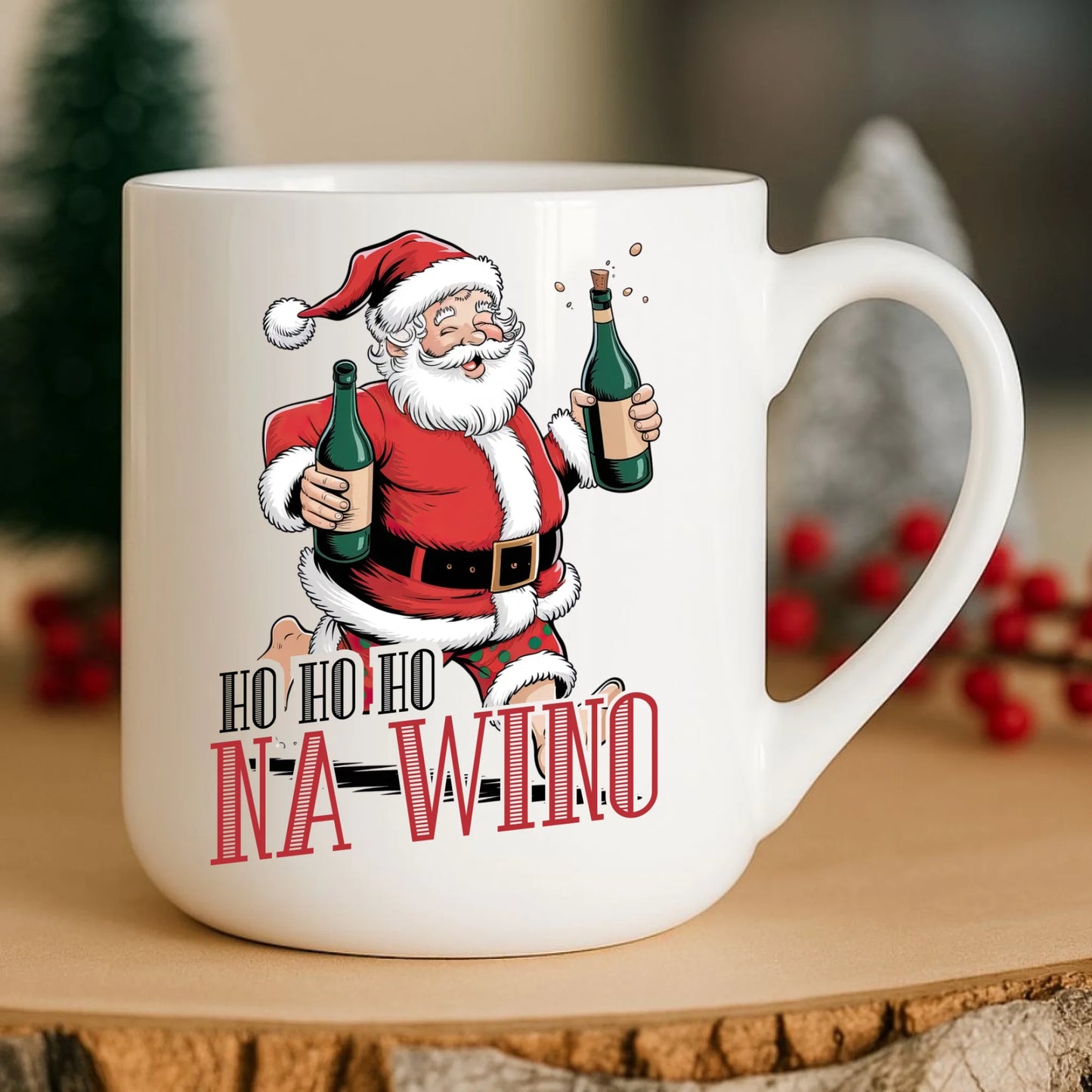 Kubek elegant świąteczny - Mikołaj Ho ho ho na wino BN61 - StoryCups.pl