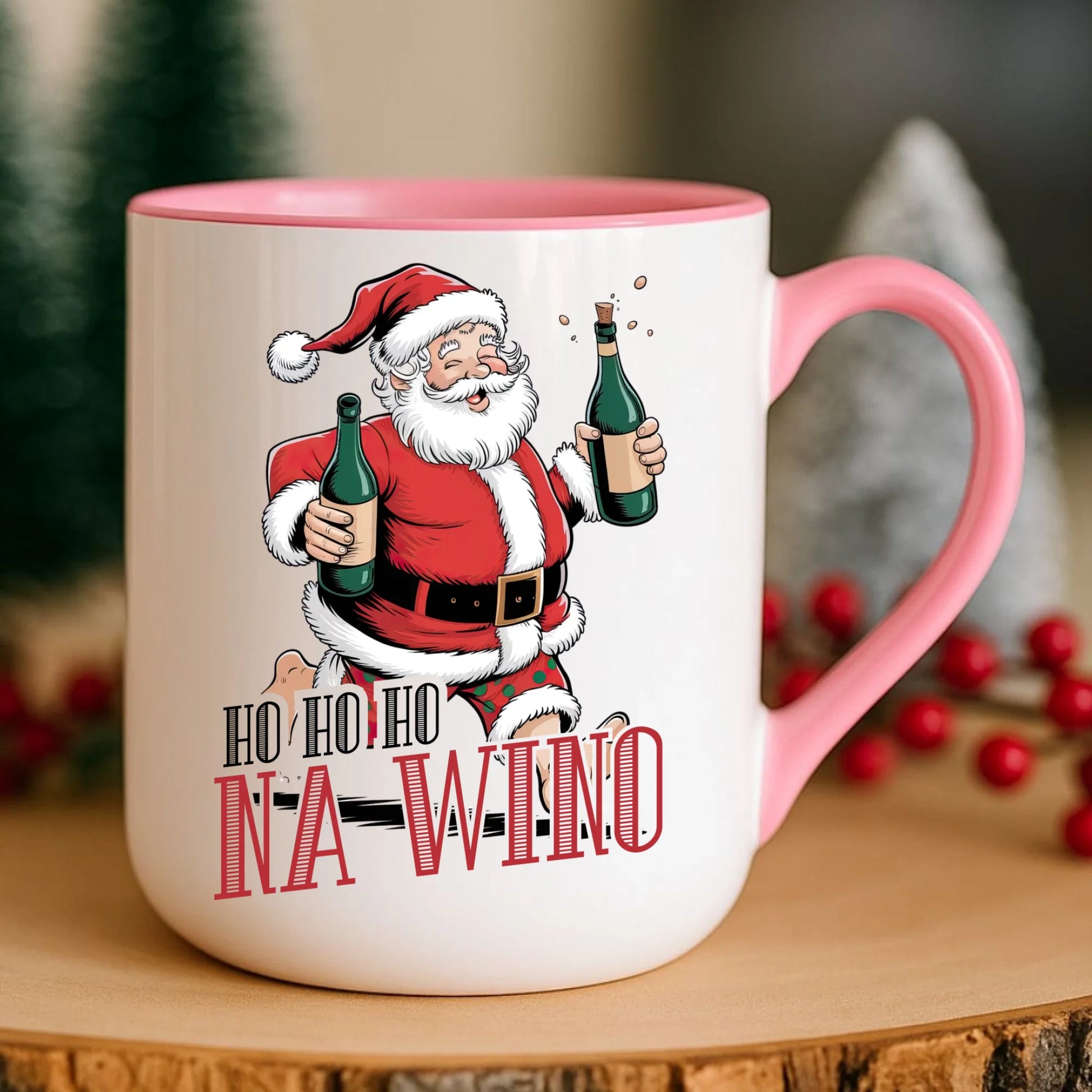 Kubek elegant świąteczny - Mikołaj Ho ho ho na wino BN61 - StoryCups.pl