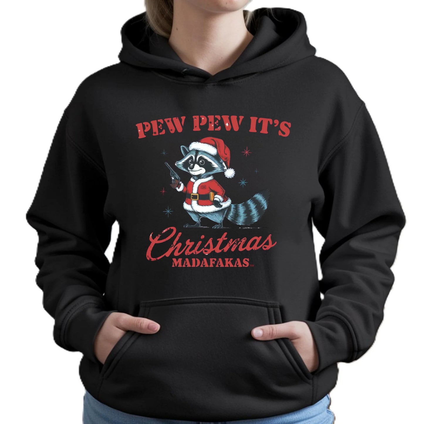 Bluza damska z kapturem świąteczna - Pew pew it's Christmas BN60 - StoryCups.pl