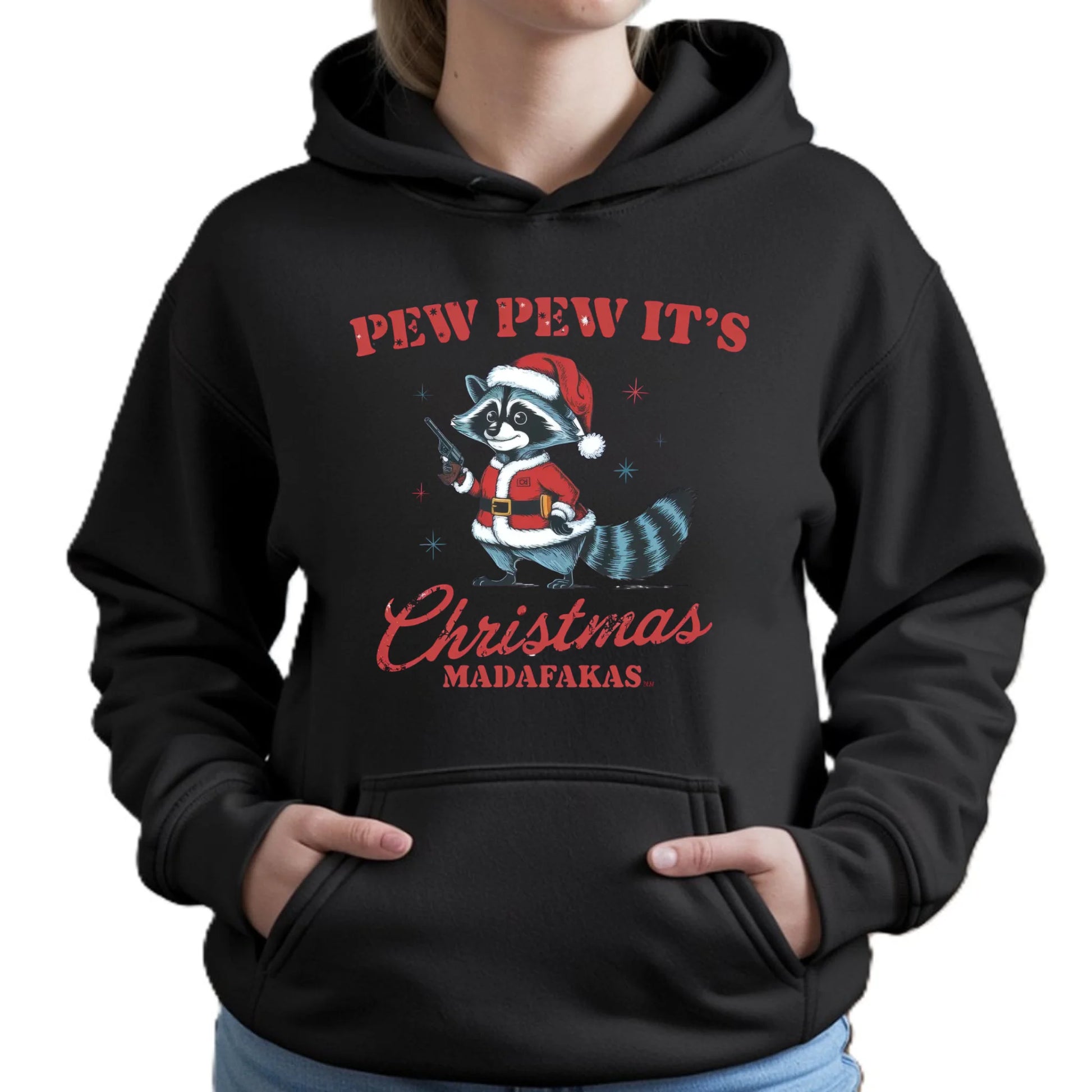 Bluza damska z kapturem świąteczna - Pew pew it's Christmas BN60 - StoryCups.pl