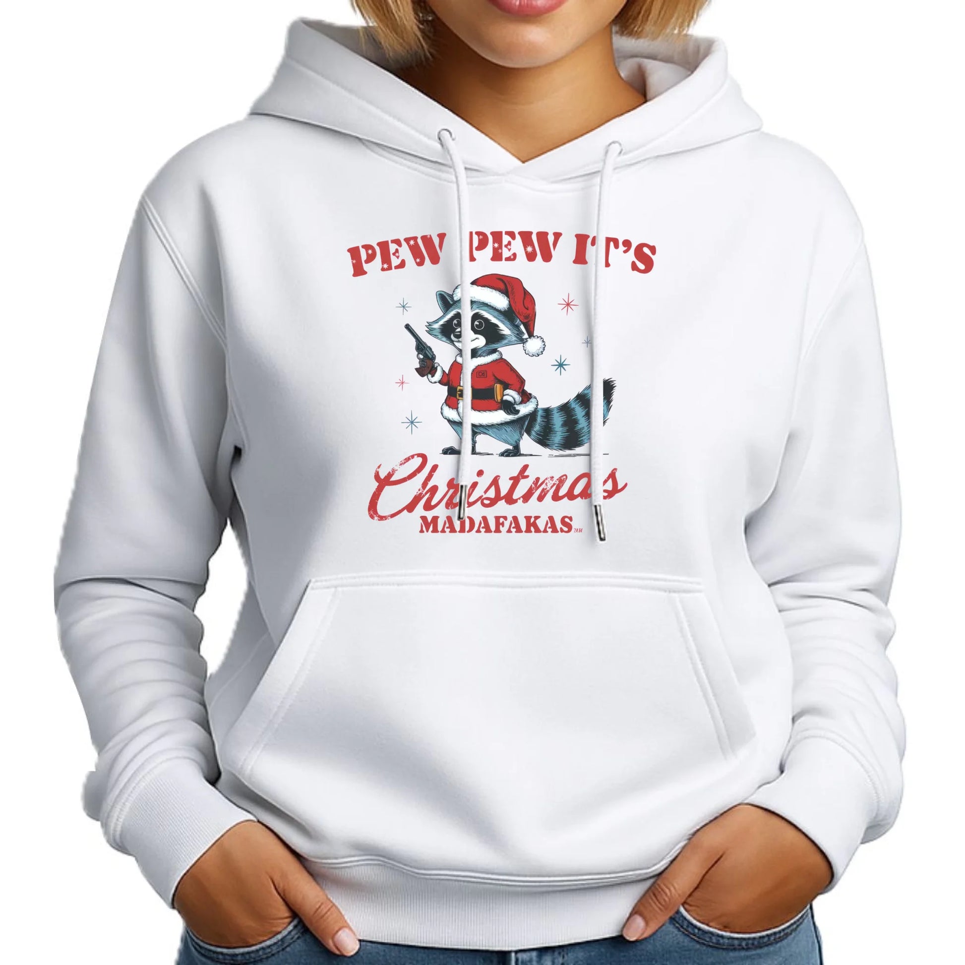 Bluza damska z kapturem świąteczna - Pew pew it's Christmas BN60 - StoryCups.pl