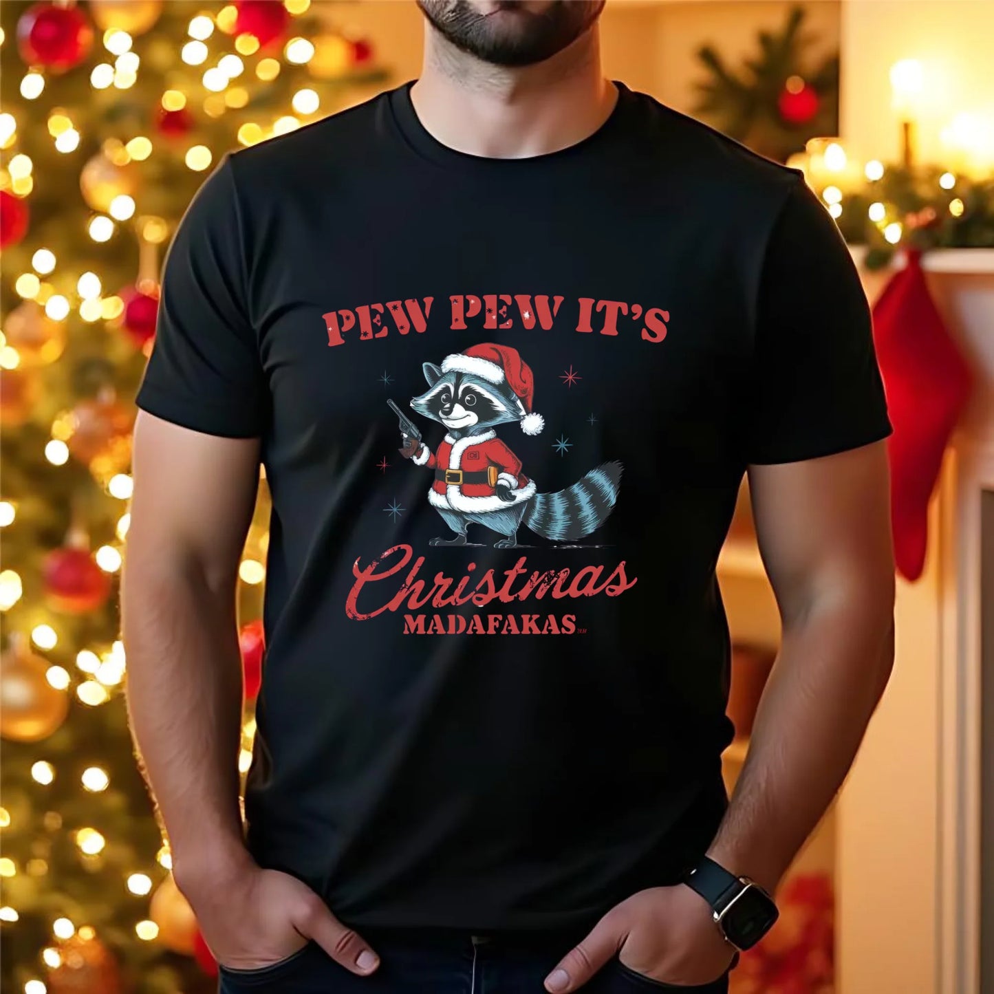 Koszulka męska świąteczna - Pew pew it's Christmas BN60 - StoryCups.pl