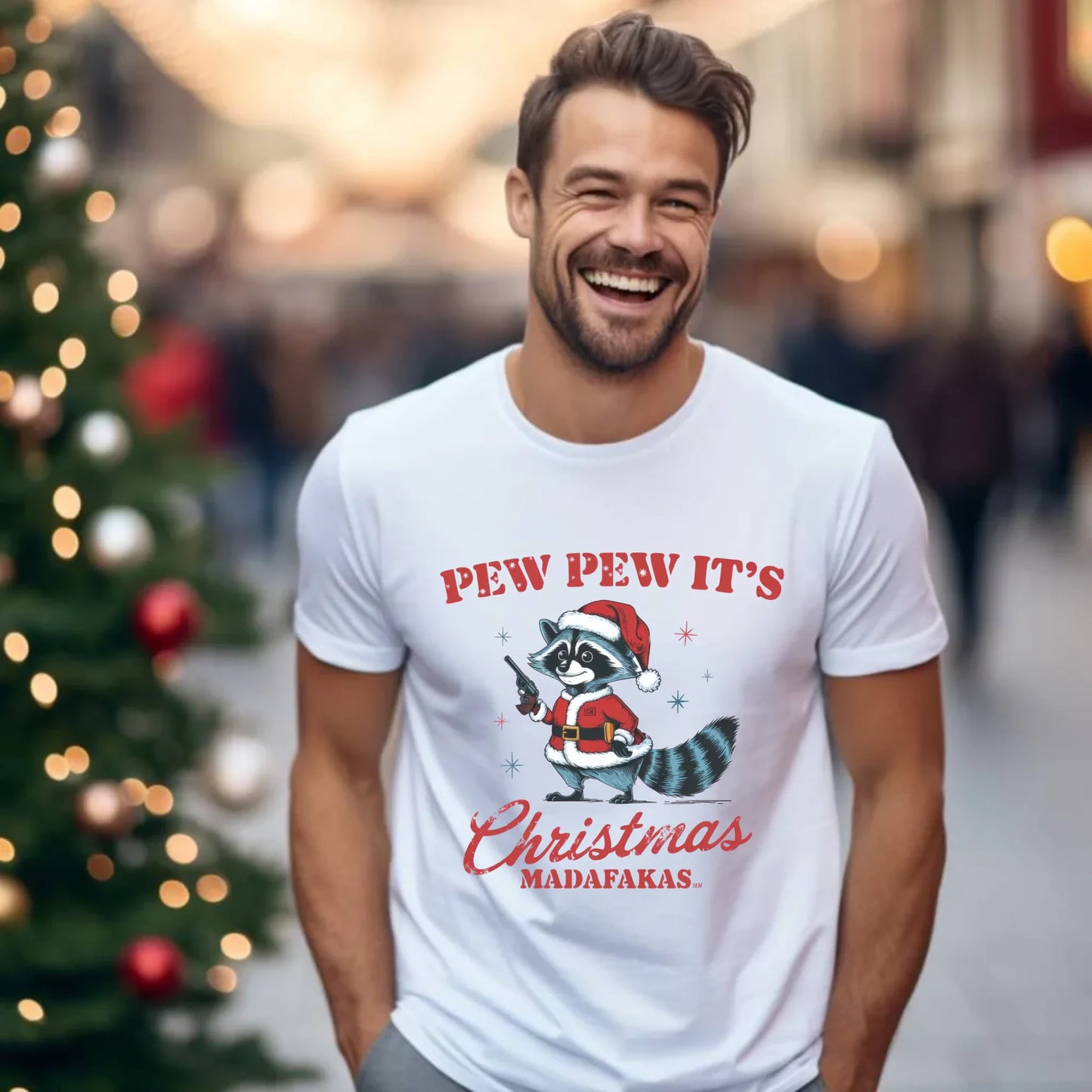 Koszulka męska świąteczna - Pew pew it's Christmas BN60 - StoryCups.pl