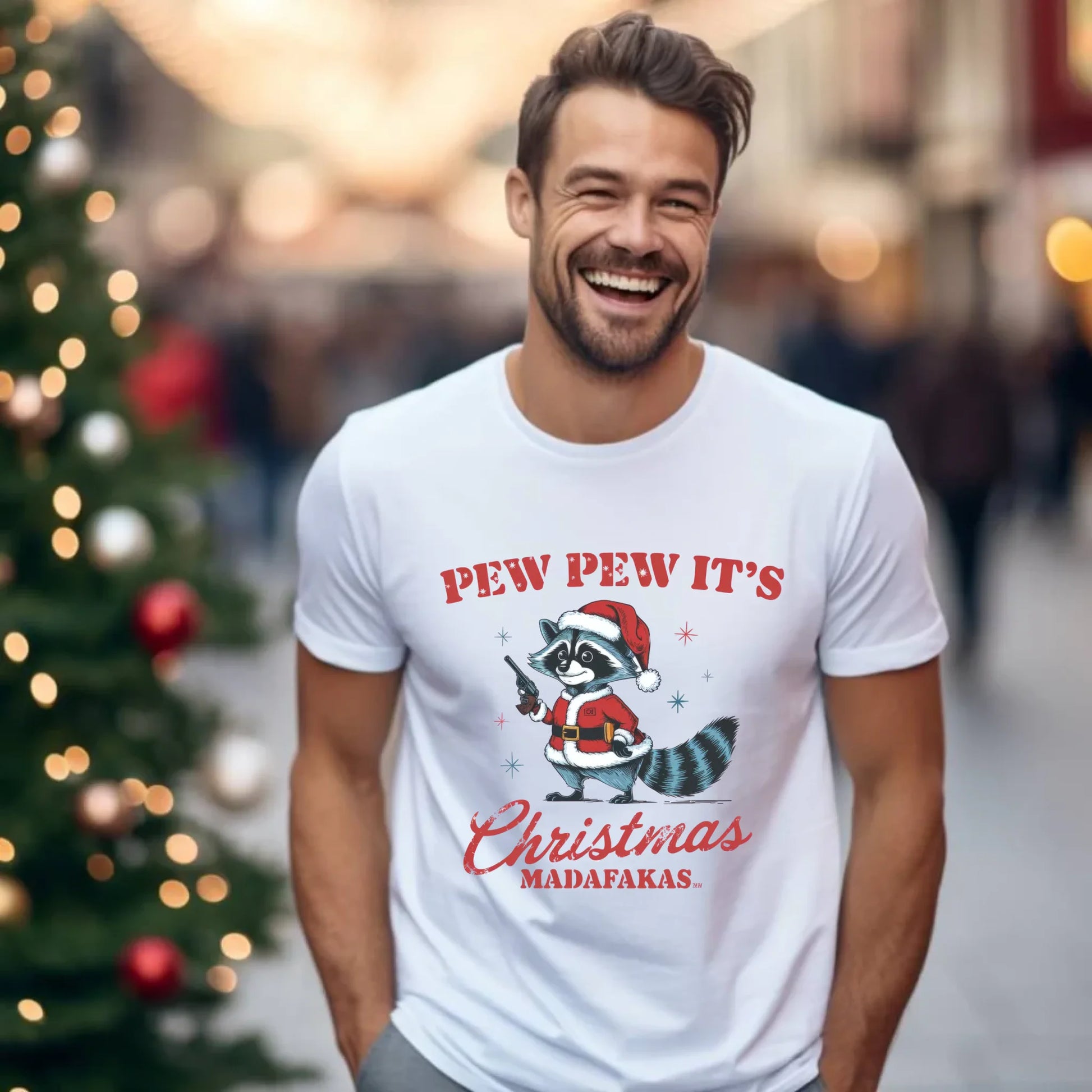 Koszulka męska świąteczna - Pew pew it's Christmas BN60 - StoryCups.pl