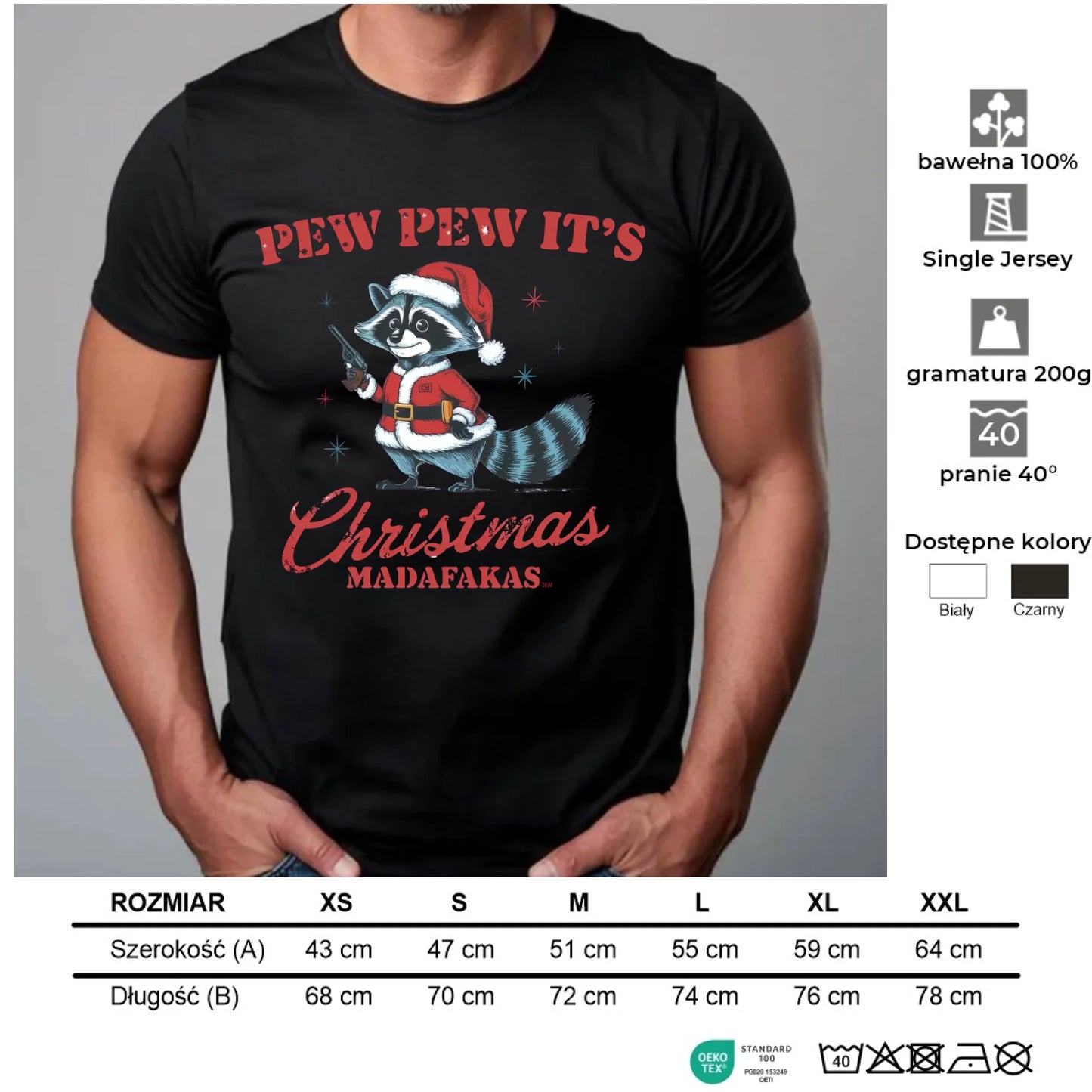 Koszulka męska świąteczna - Pew pew it's Christmas BN60 - StoryCups.pl