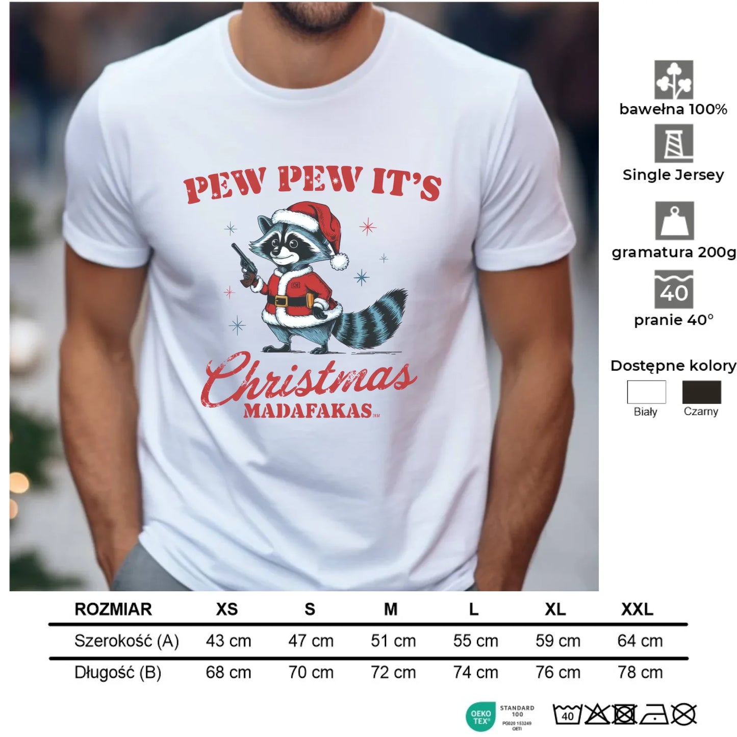Koszulka męska świąteczna - Pew pew it's Christmas BN60 - StoryCups.pl