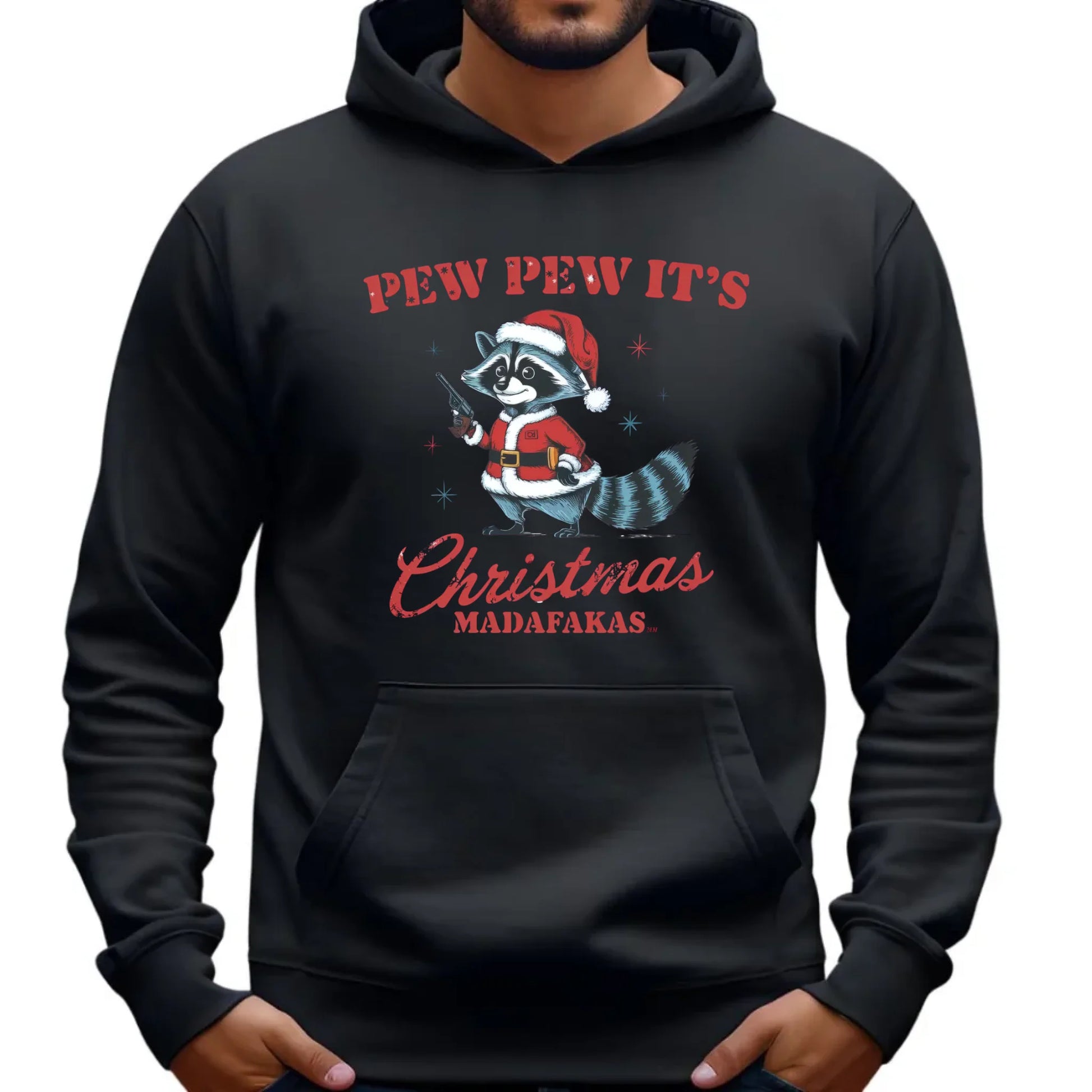 Bluza męska z kapturem świąteczna - Pew pew it's Christmas BN60 - StoryCups.pl